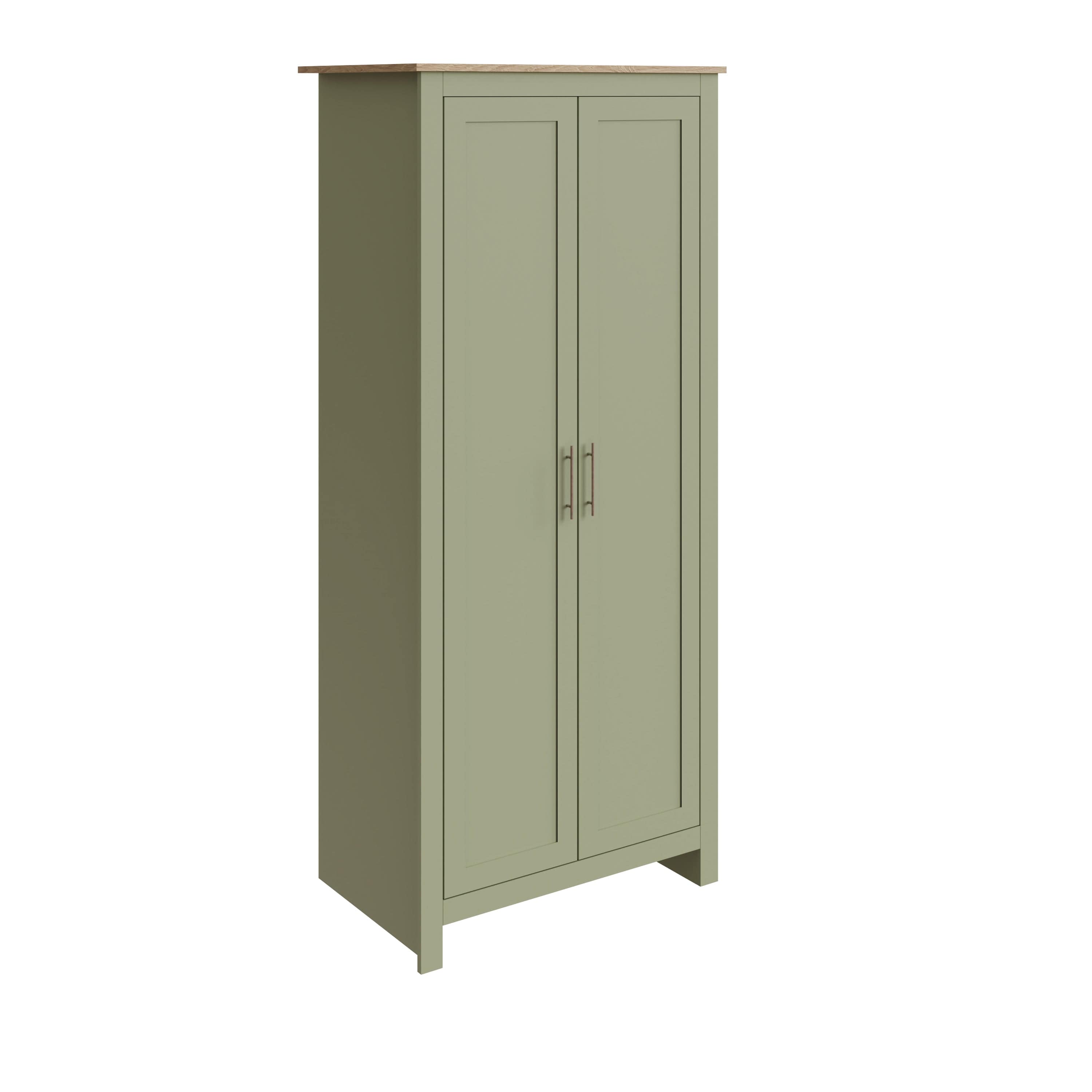 GFW Wardrobe Lancaster 2 Door Wardrobe Sage Green Bed Kings