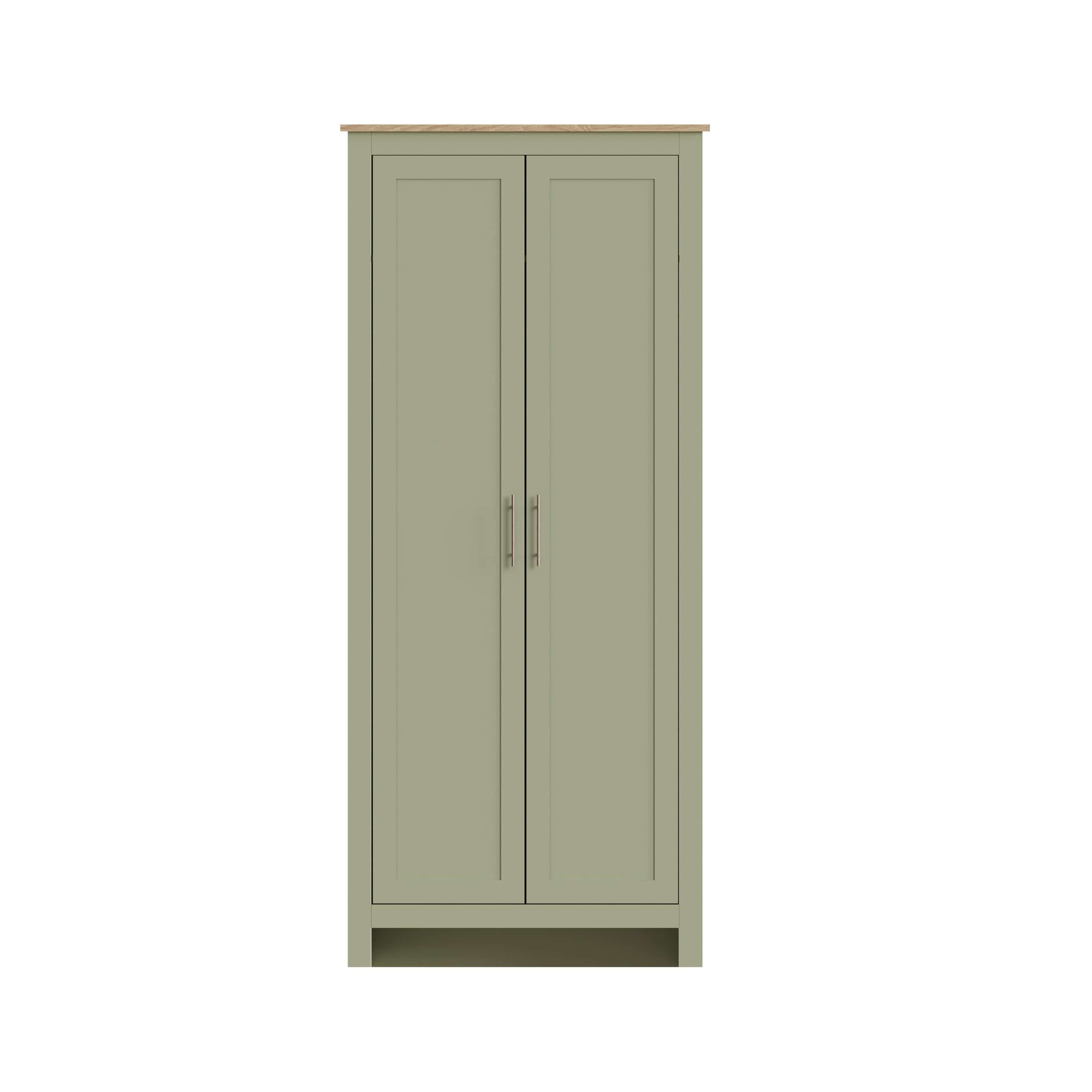 GFW Wardrobe Lancaster 2 Door Wardrobe Sage Green Bed Kings