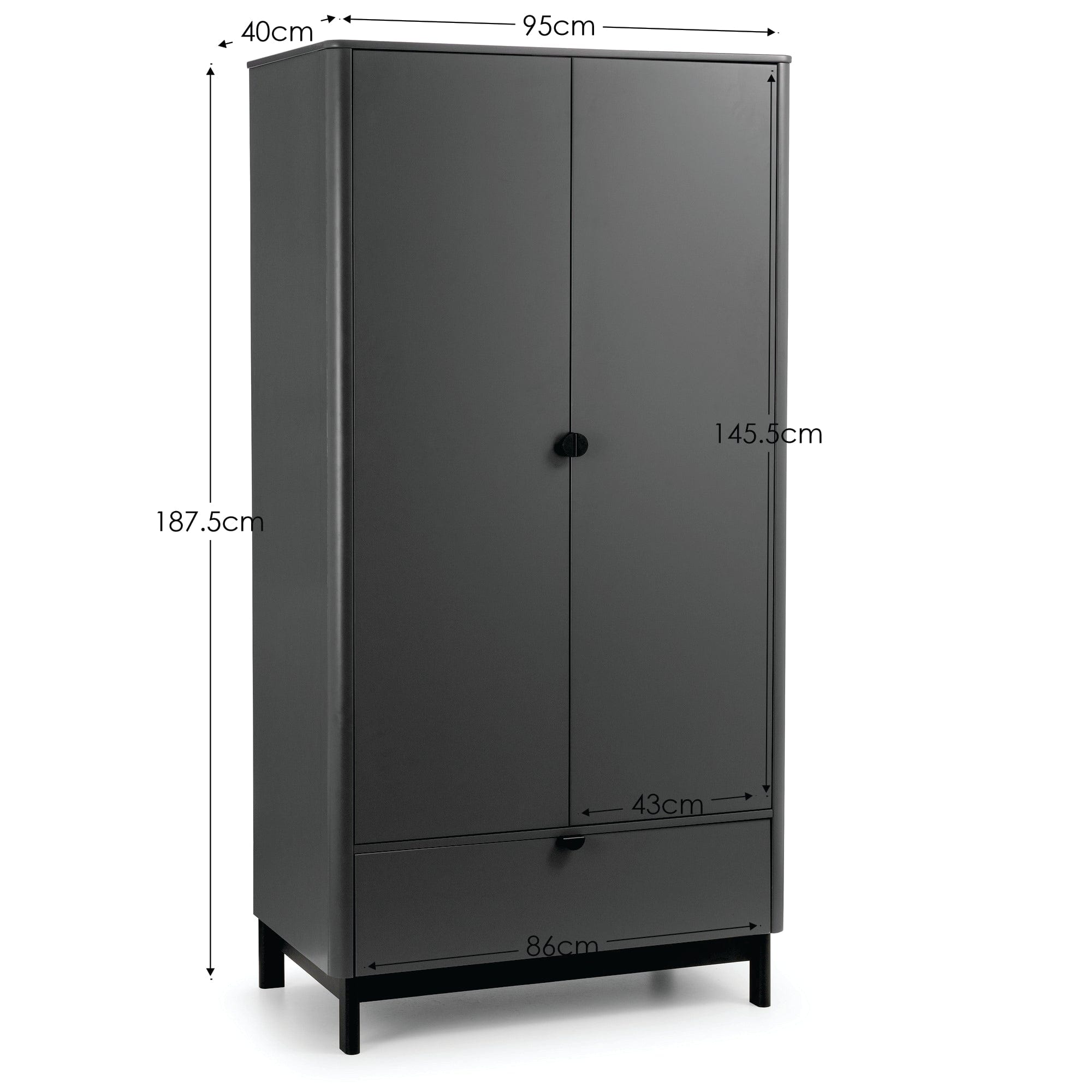 Julian Bowen Wardrobe Chloe 2 Door 1 Drawer Wardrobe Bed Kings