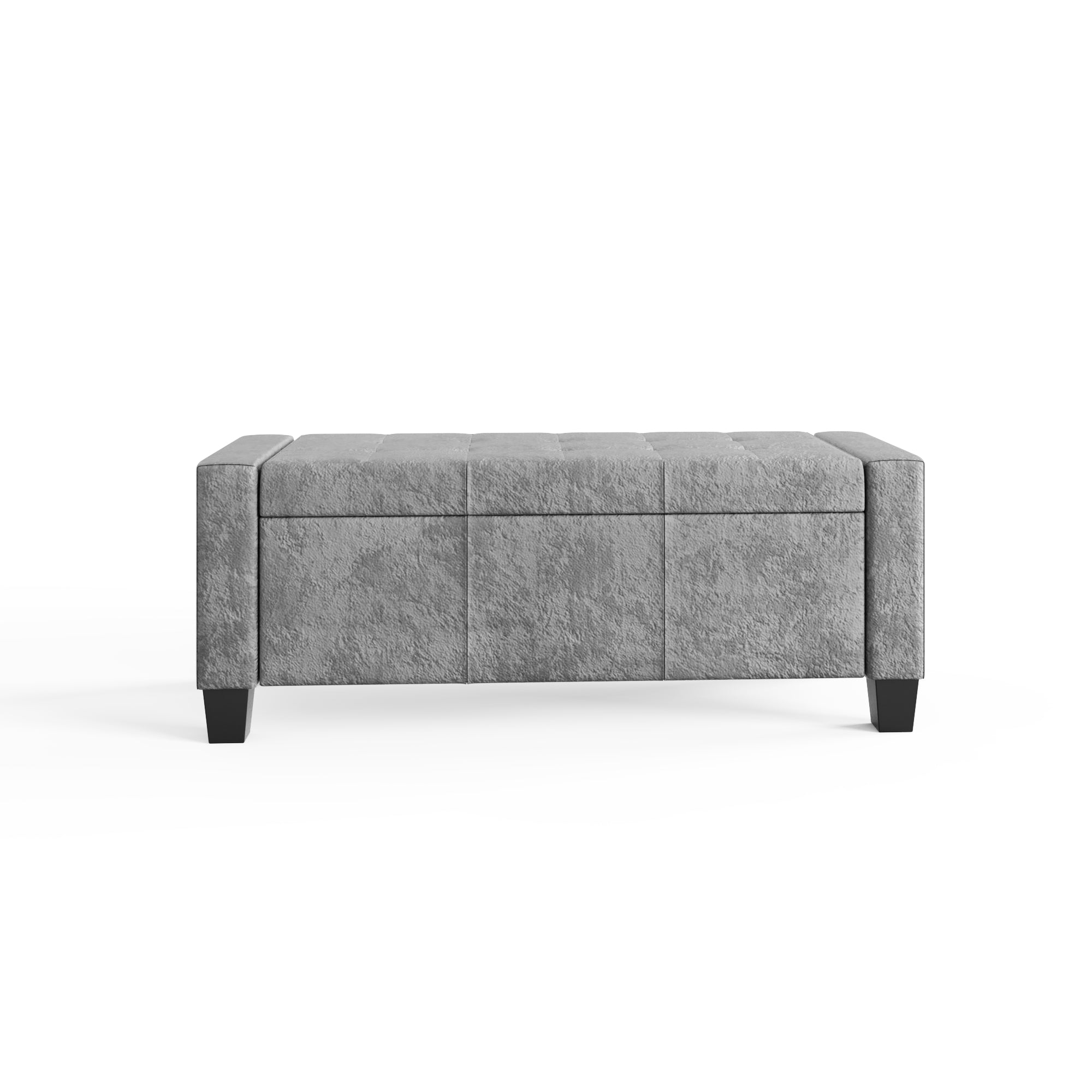 Verona Ottoman Bench Grey Crushed Velvet