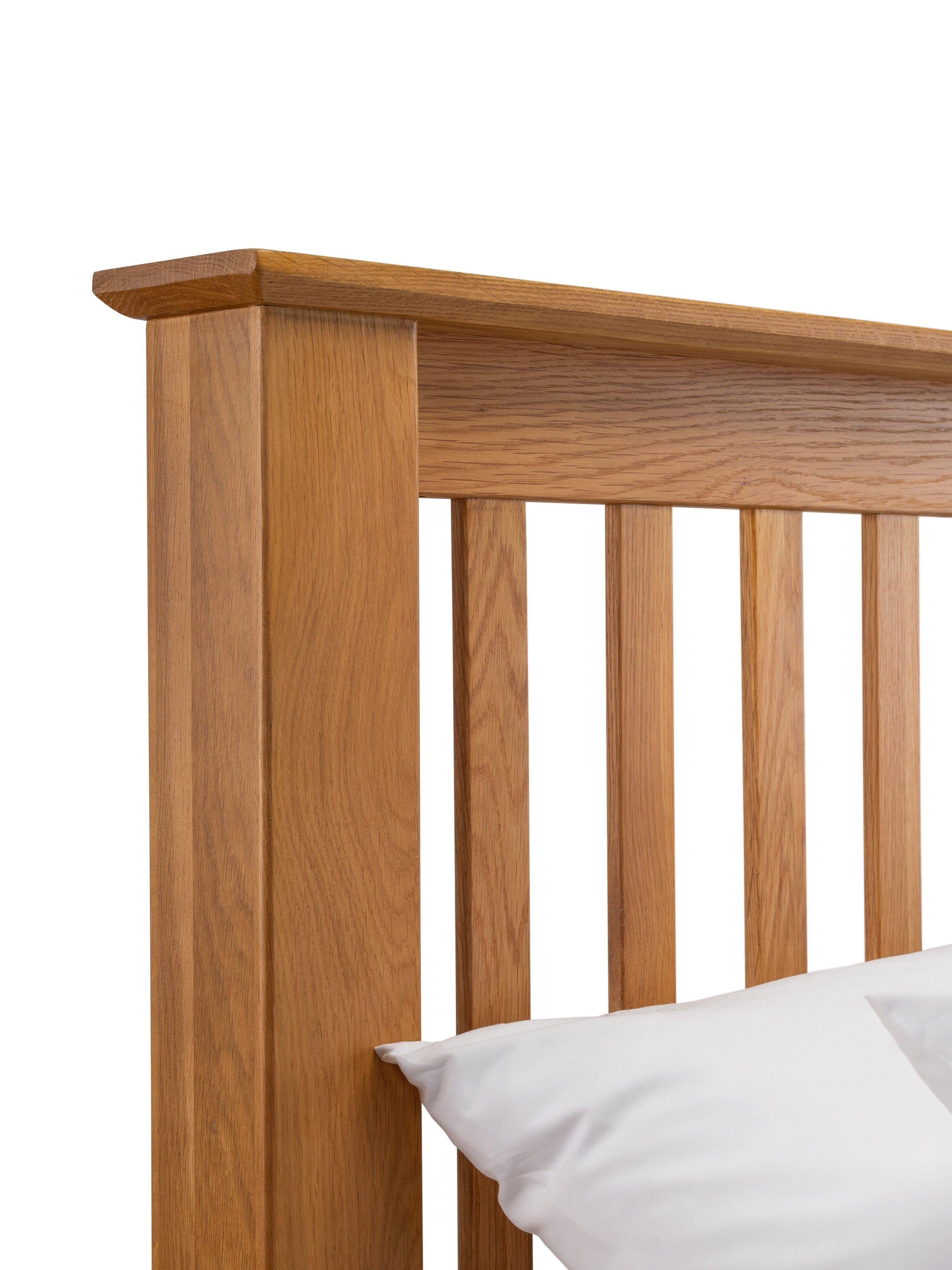 Julian Bowen Wood Bed Amsterdam Oak Bed with High Foot End - Wood - Light Oak Bed Kings