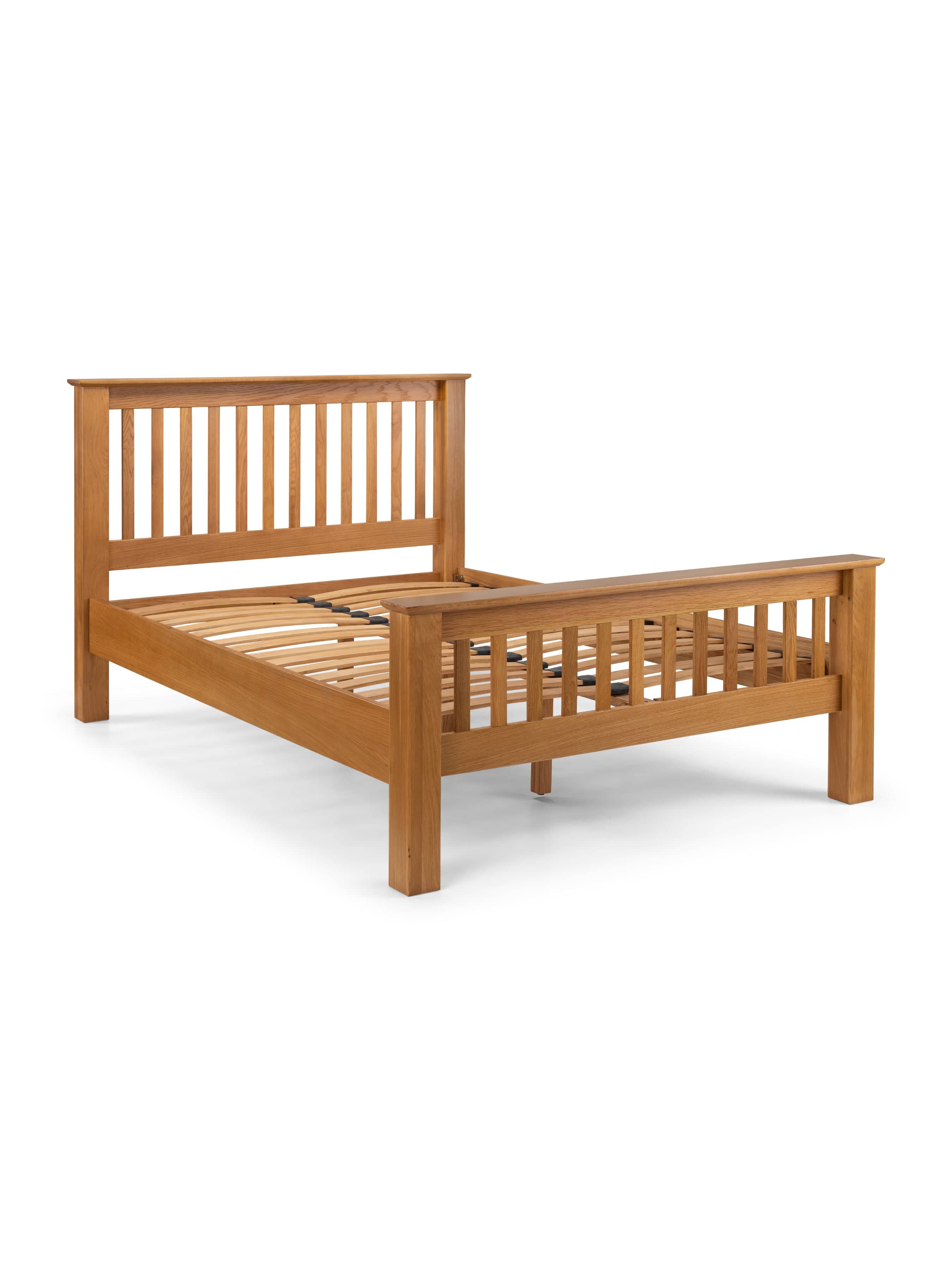 Julian Bowen Wood Bed Amsterdam Oak Bed with High Foot End - Wood - Light Oak Bed Kings
