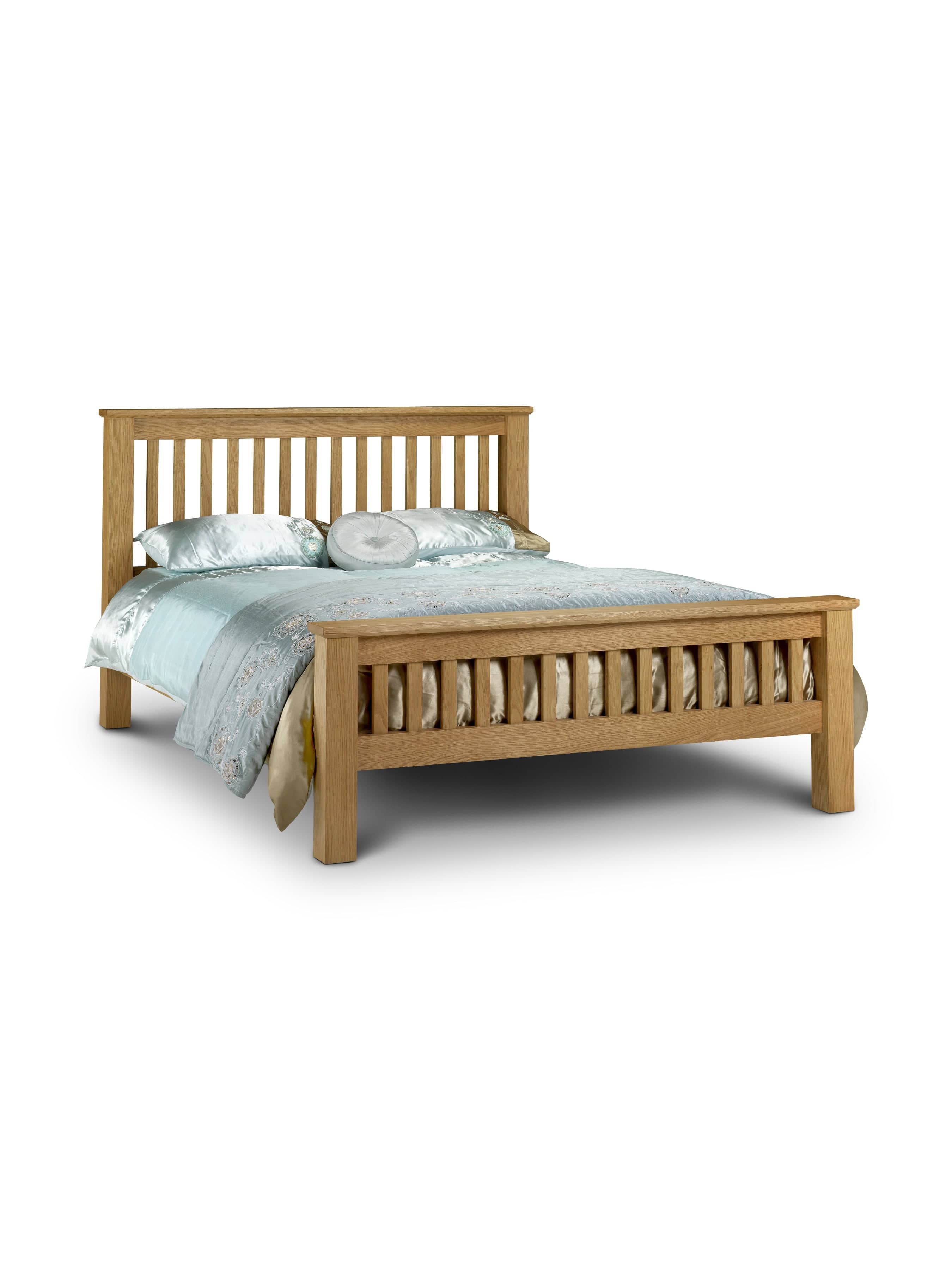 Julian Bowen Wood Bed Amsterdam Oak Bed with High Foot End - Wood - Light Oak Bed Kings
