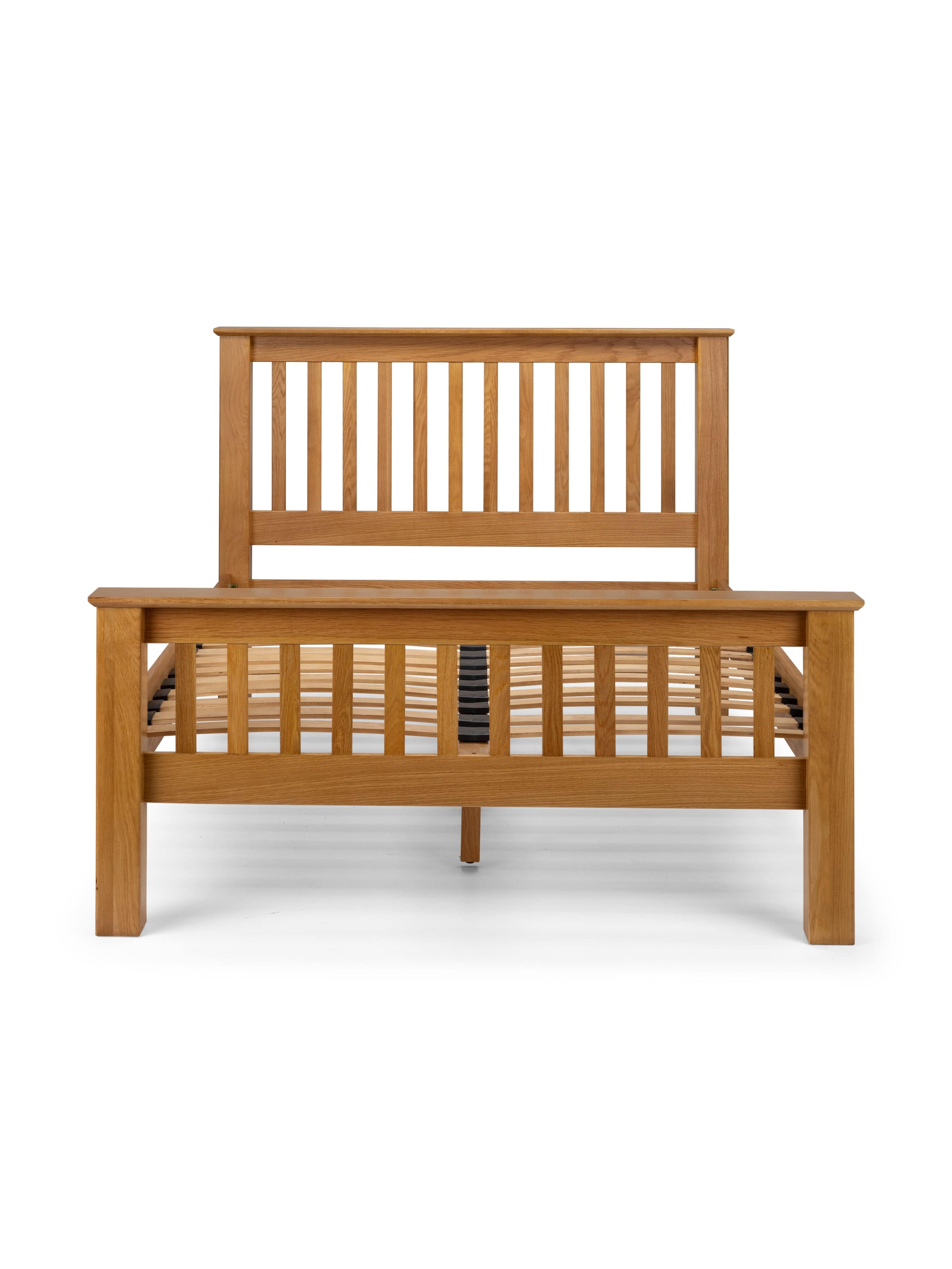 Julian Bowen Wood Bed Amsterdam Oak Bed with High Foot End - Wood - Light Oak Bed Kings