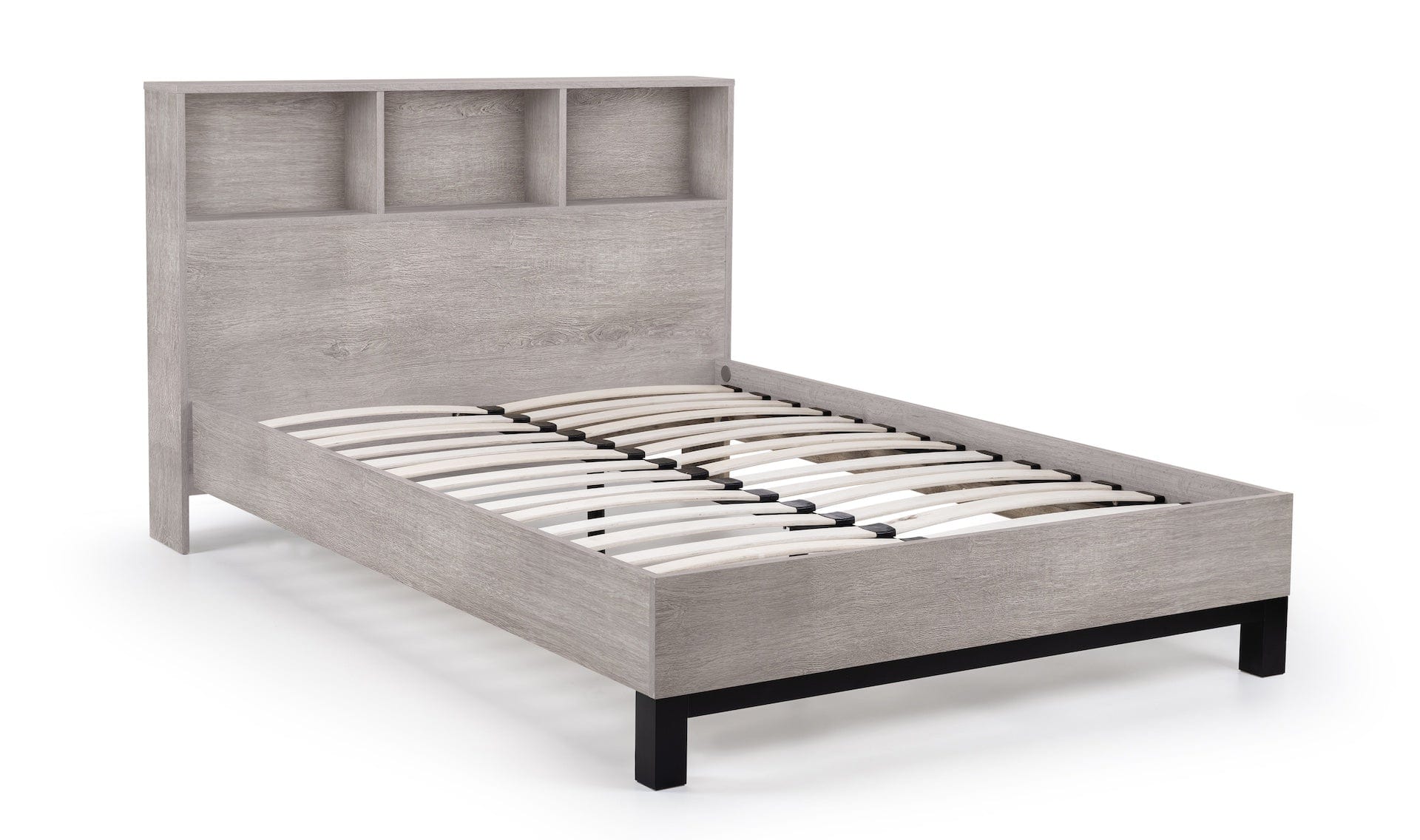 Julian Bowen Wood Bed Bali Bookcase Bed- Grey Oak Bed Kings