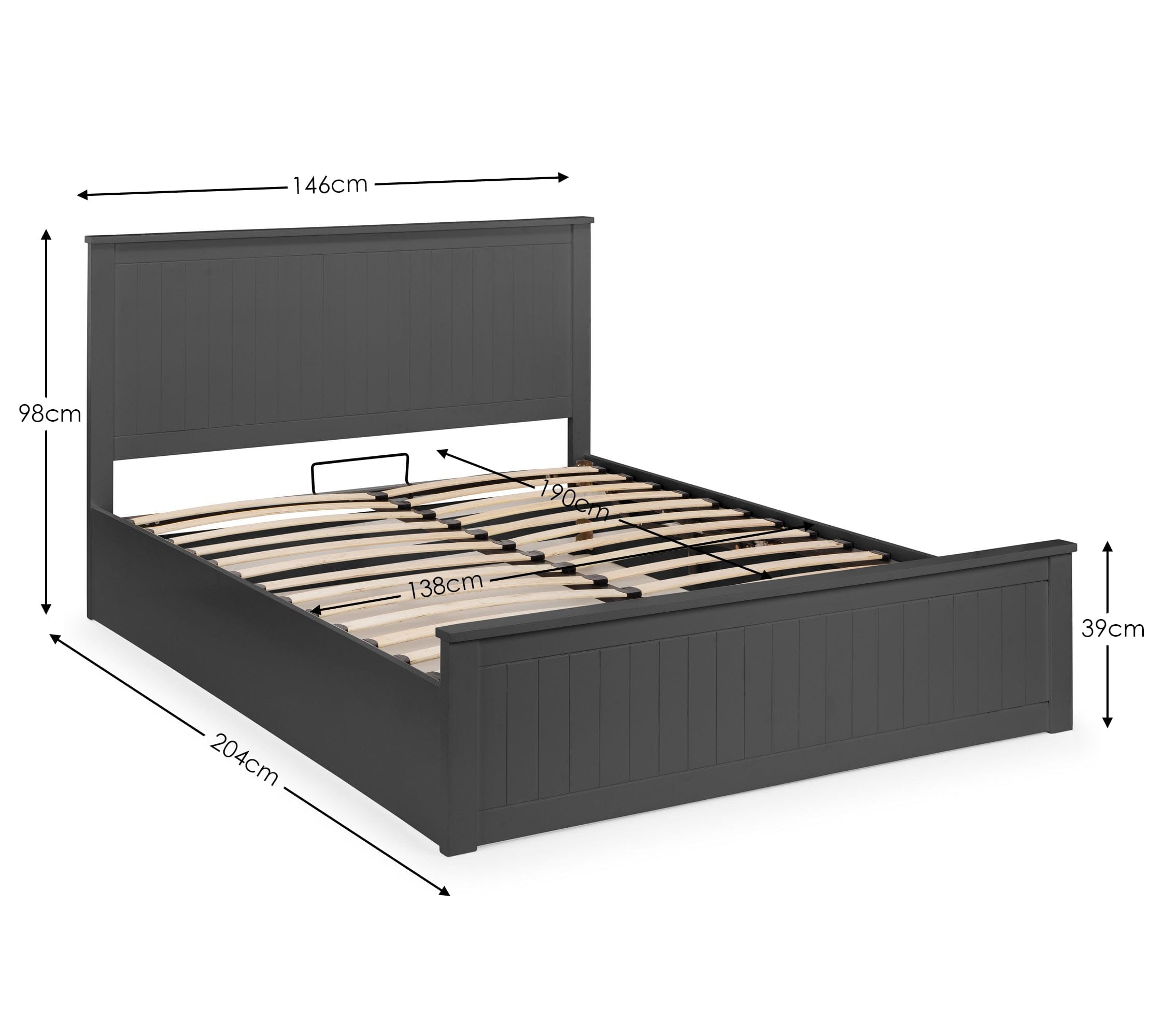 Julian Bowen Wood Bed Maine Ottoman Bed - Anthracite Bed Kings