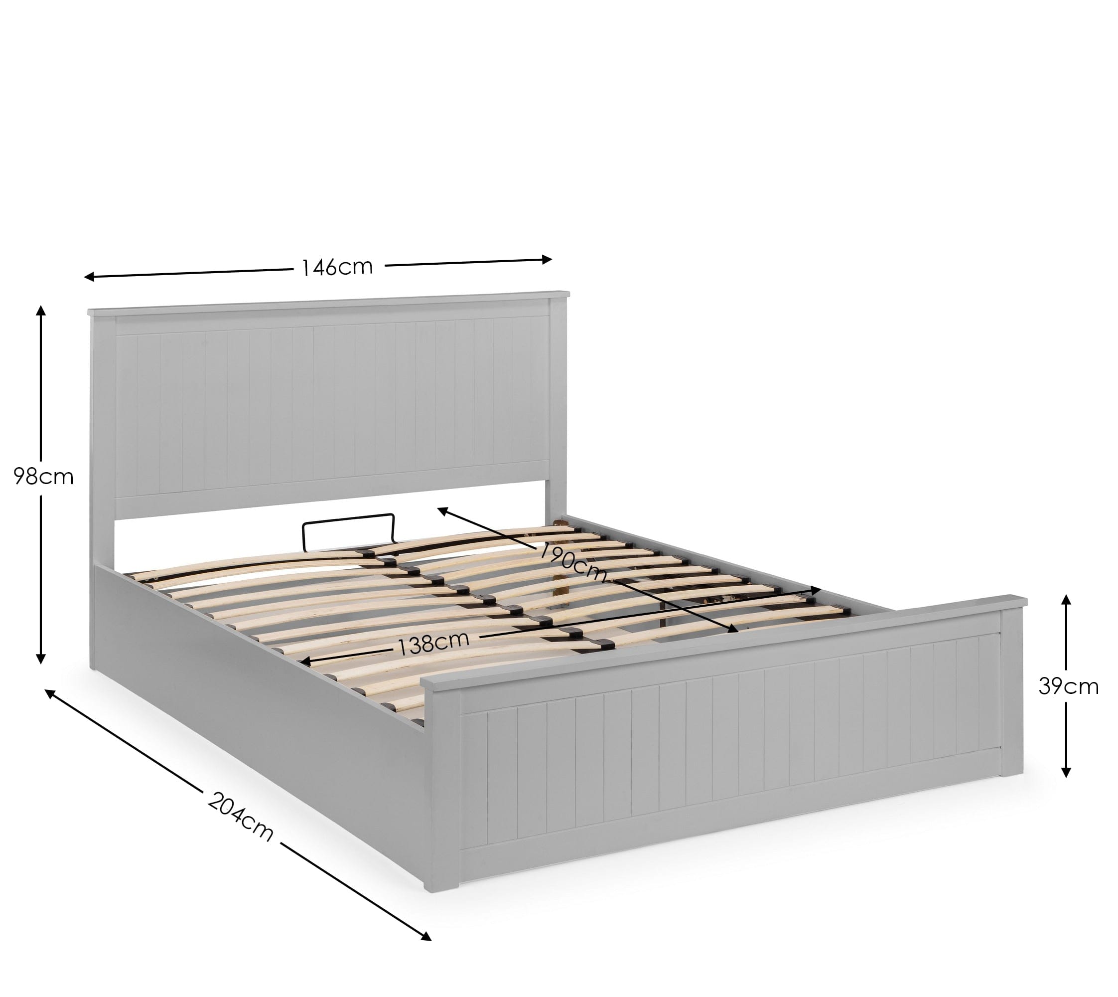 Julian Bowen Wood Bed Maine Ottoman Bed - Dove Grey Bed Kings