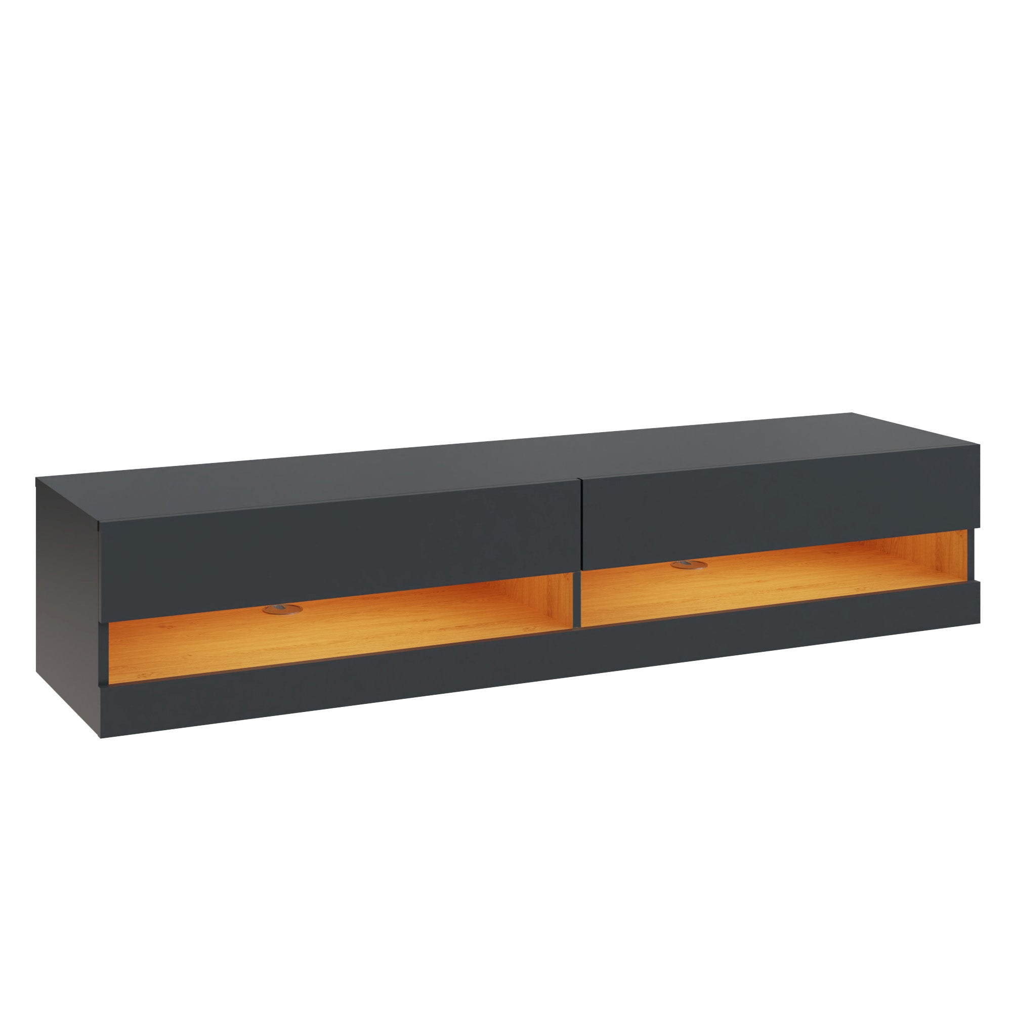Leon 150Cm Wall TV Unit With LED Anthracite/Oak