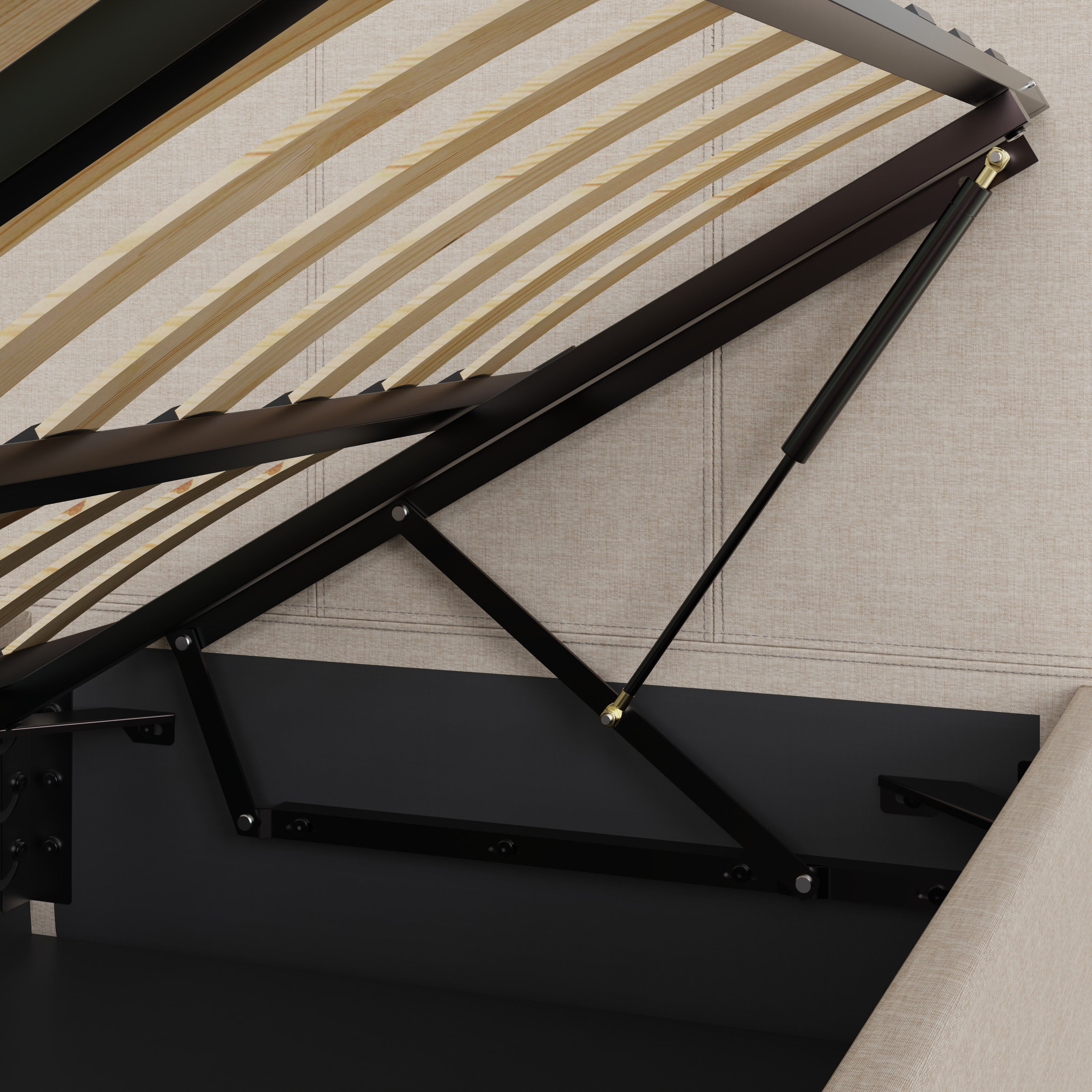 Side Lift Ottoman Bed Natural