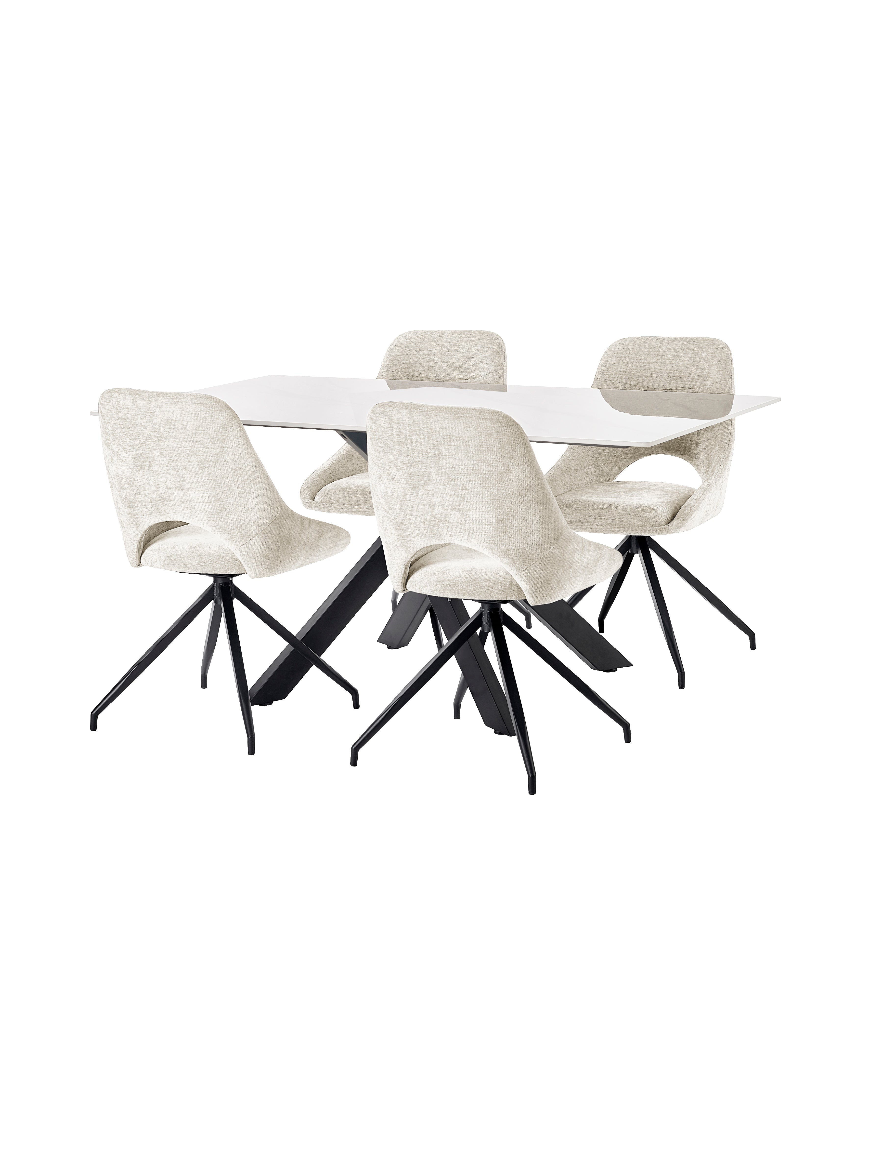 Jonah Cream Chenille Upholstered Dining Chairs (Set of 2)