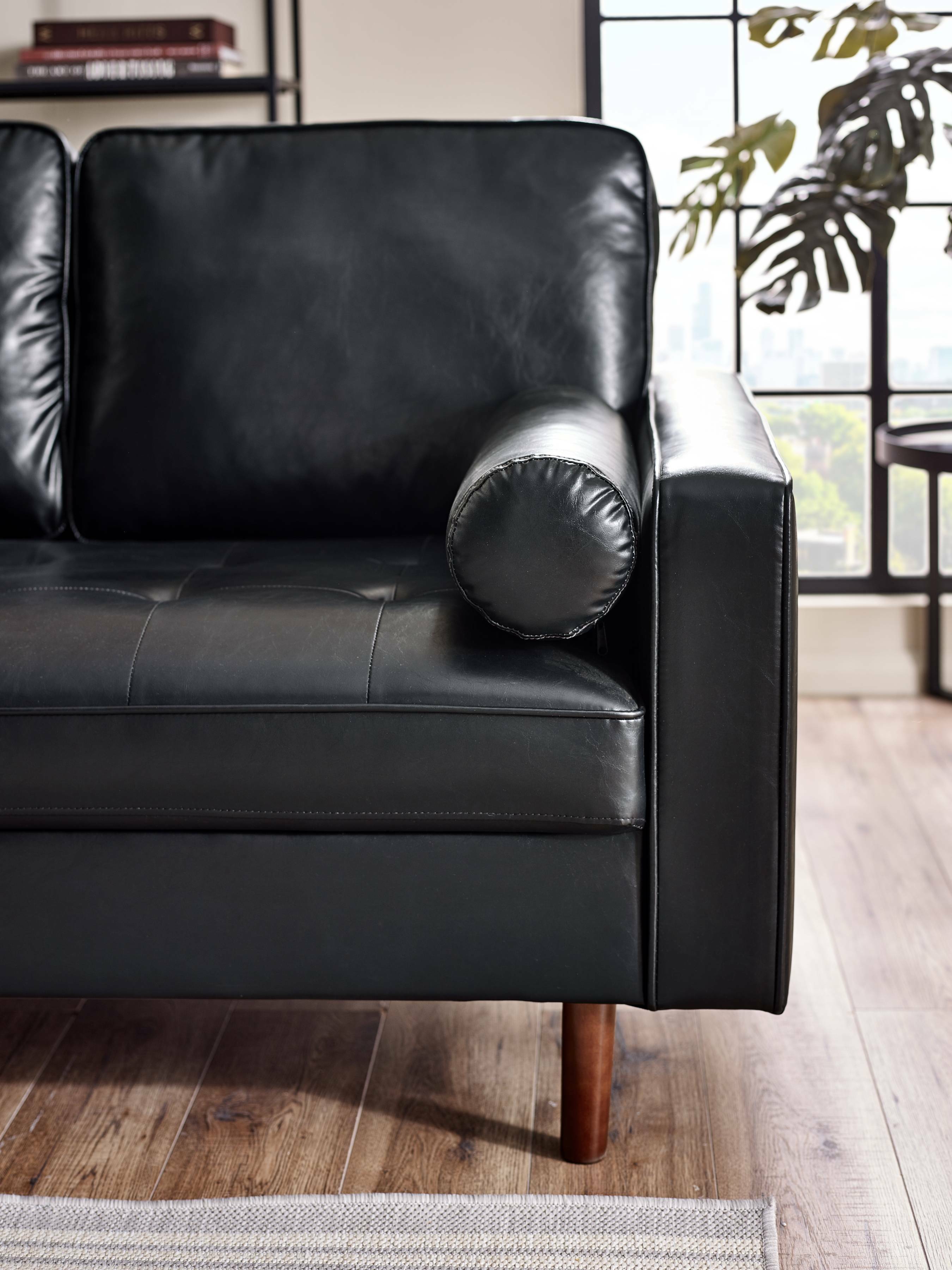 Henley Black Faux Leather 2 Seater Sofa