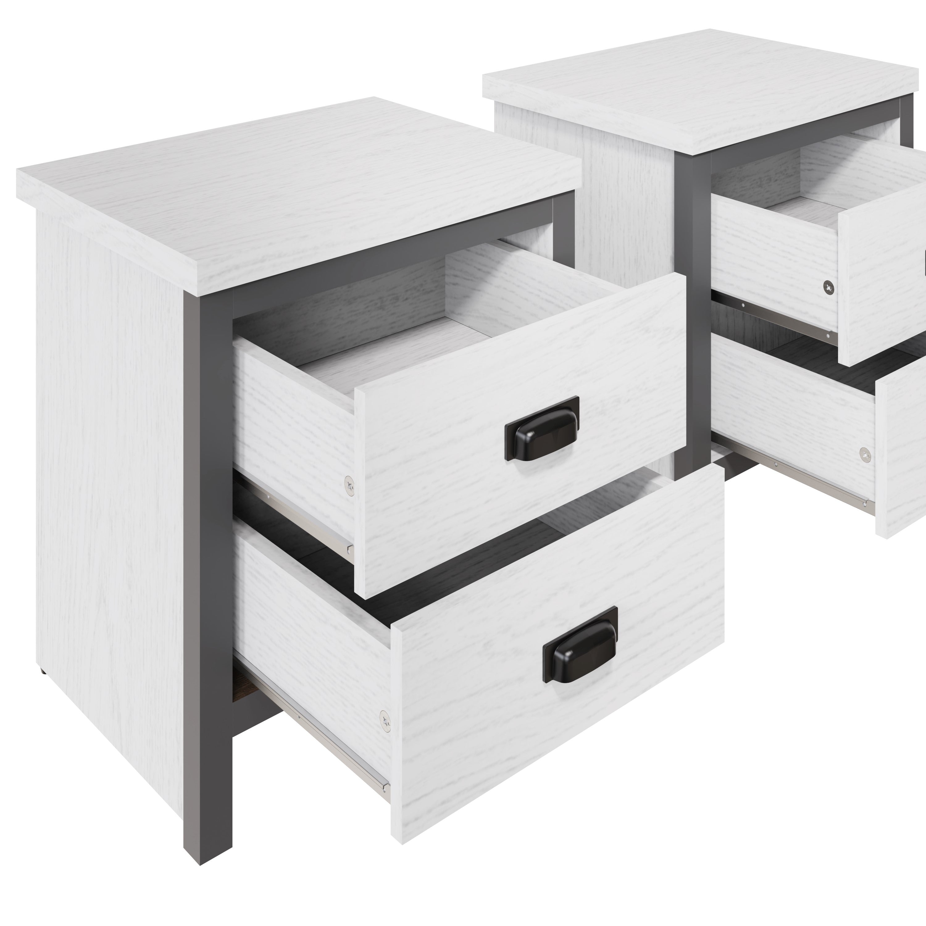 Boston 2 Drawer Bedside Table Pair White