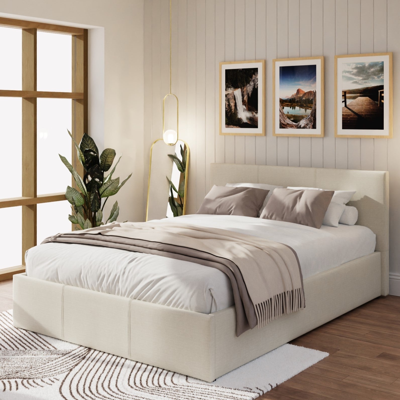 End Lift Ottoman Bed Frame - Natural