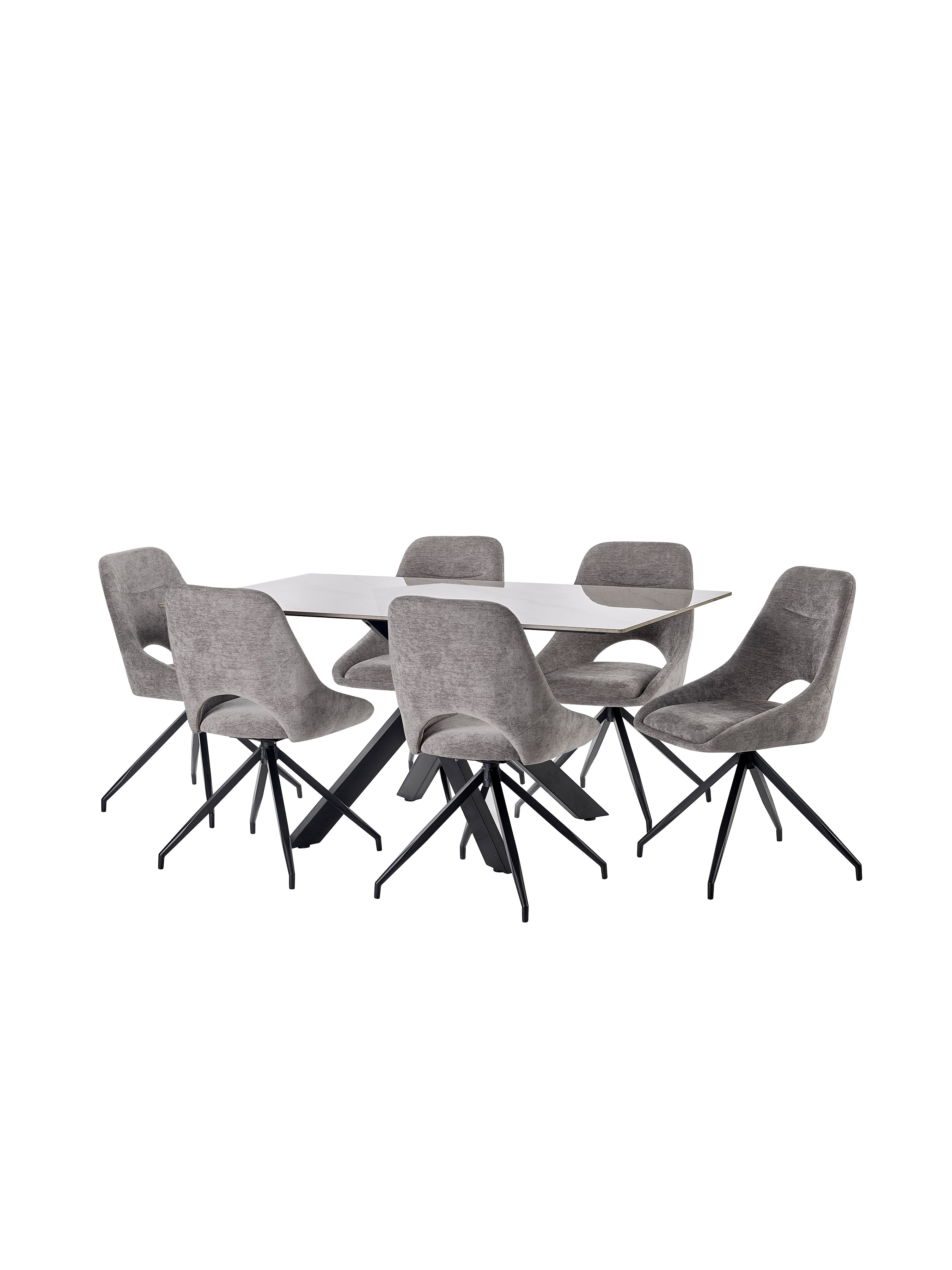 Jonah Grey Chenille Upholstered Dining Chairs (Set of 2)
