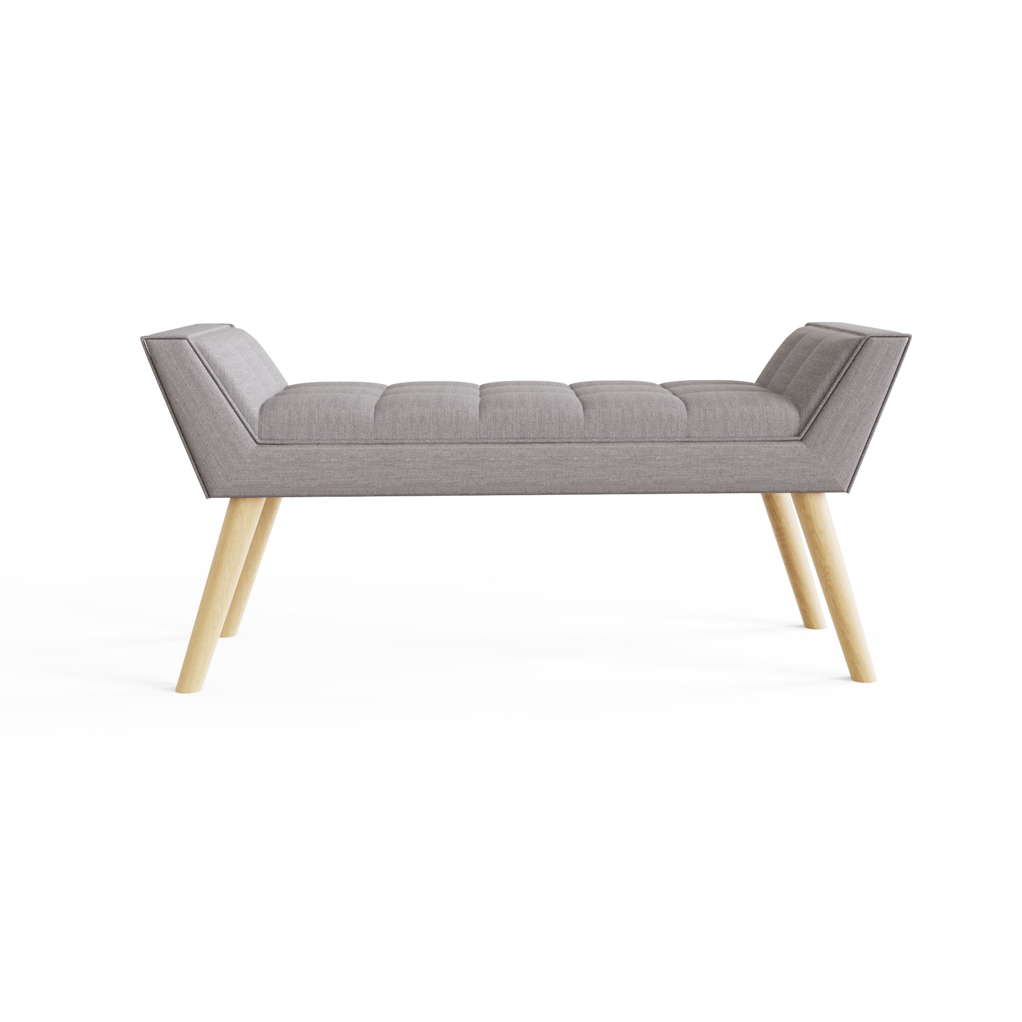 Milan Upholstered Bench Grey Hopsack
