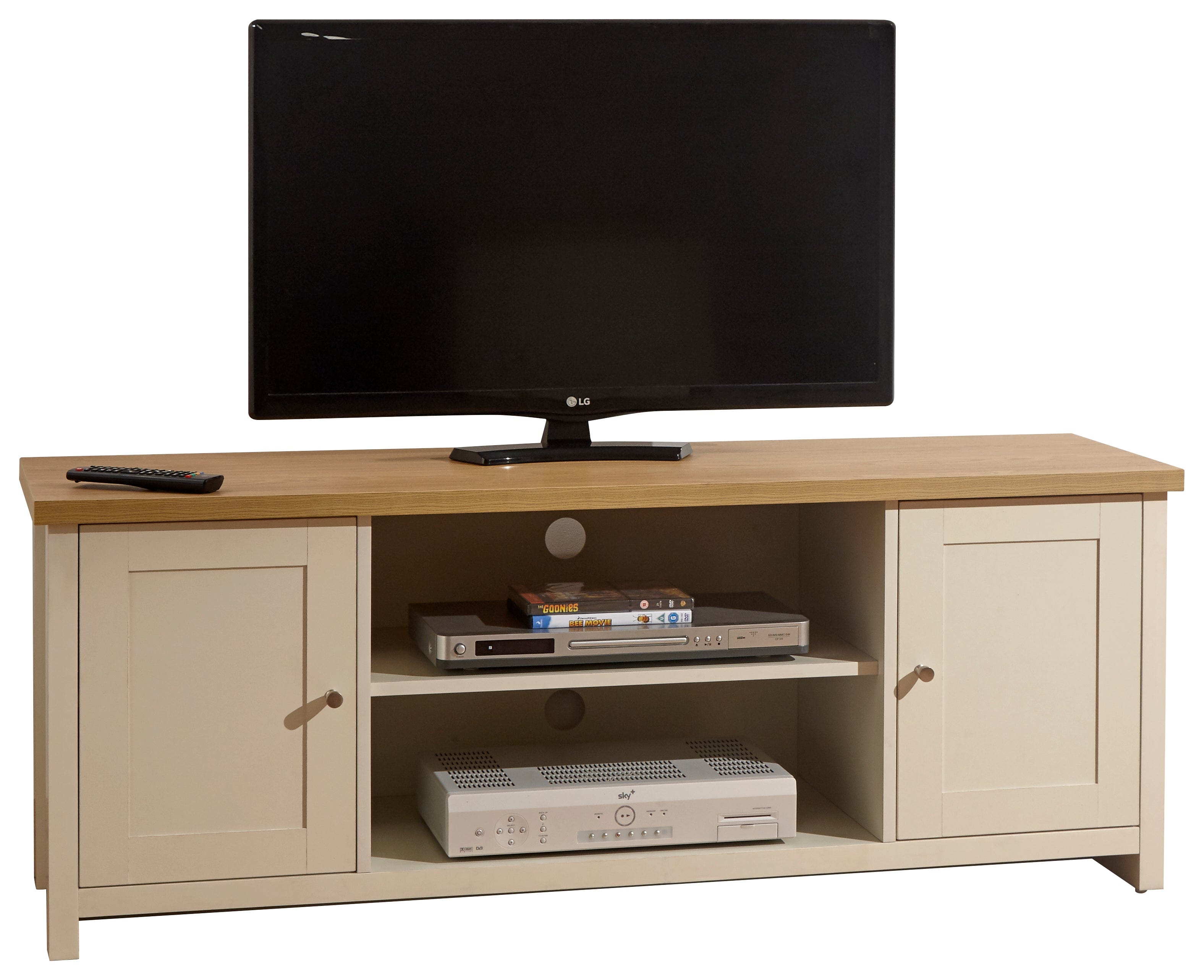 Cream and store oak tv cabinet