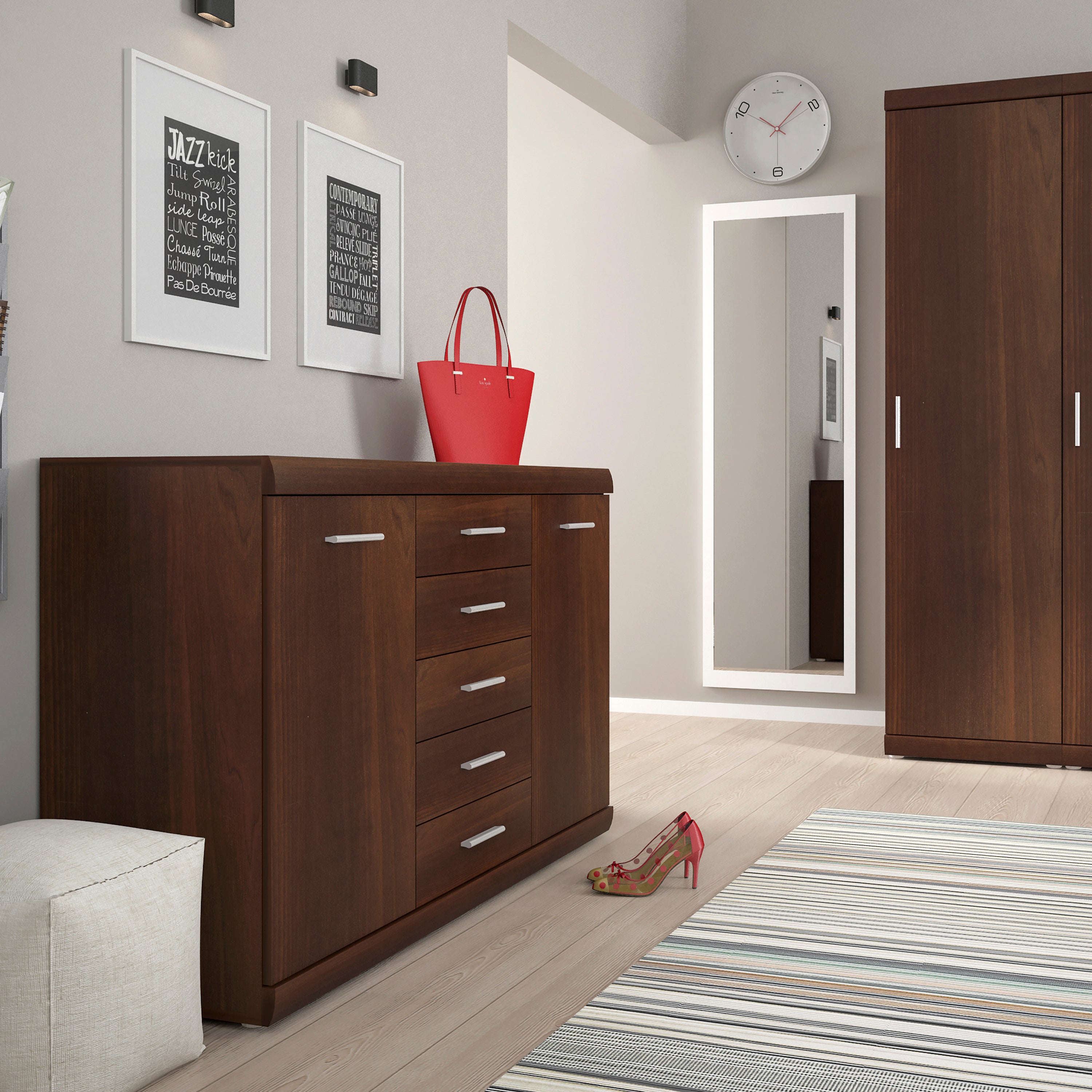 Imperial 2 Door 5 Drawer Sideboard in Dark Mahogany Melamine