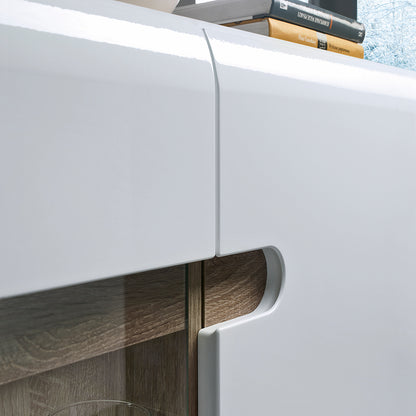 Chelsea Living 3 Door Glazed Sideboard in White with a Truffle Oak Trim