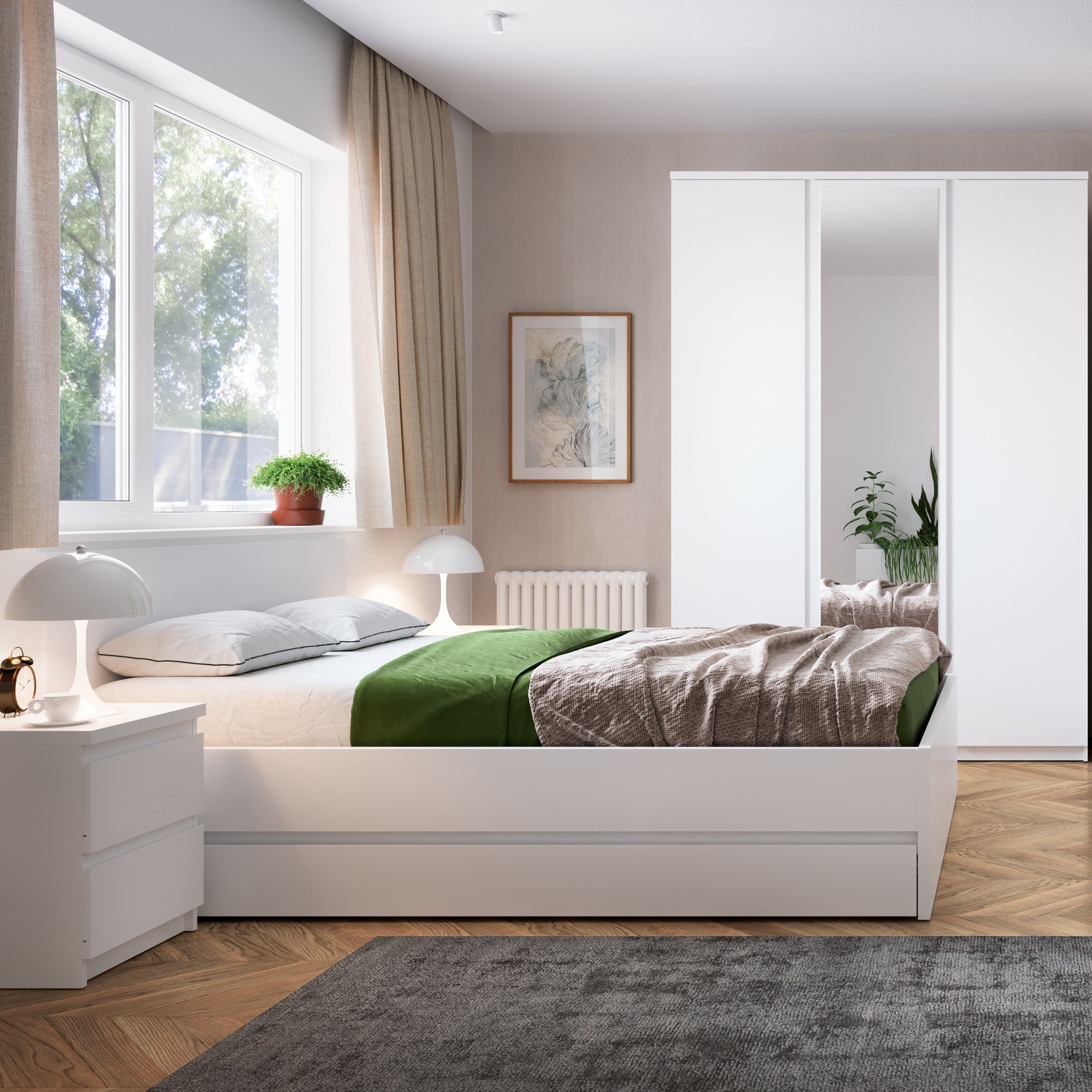 Fribo Bedside Cabinet 2 Drawer in Alpine White