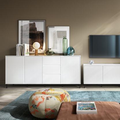 Avenale Sideboard 3 Door 3 Drawer in Alpine White High Gloss