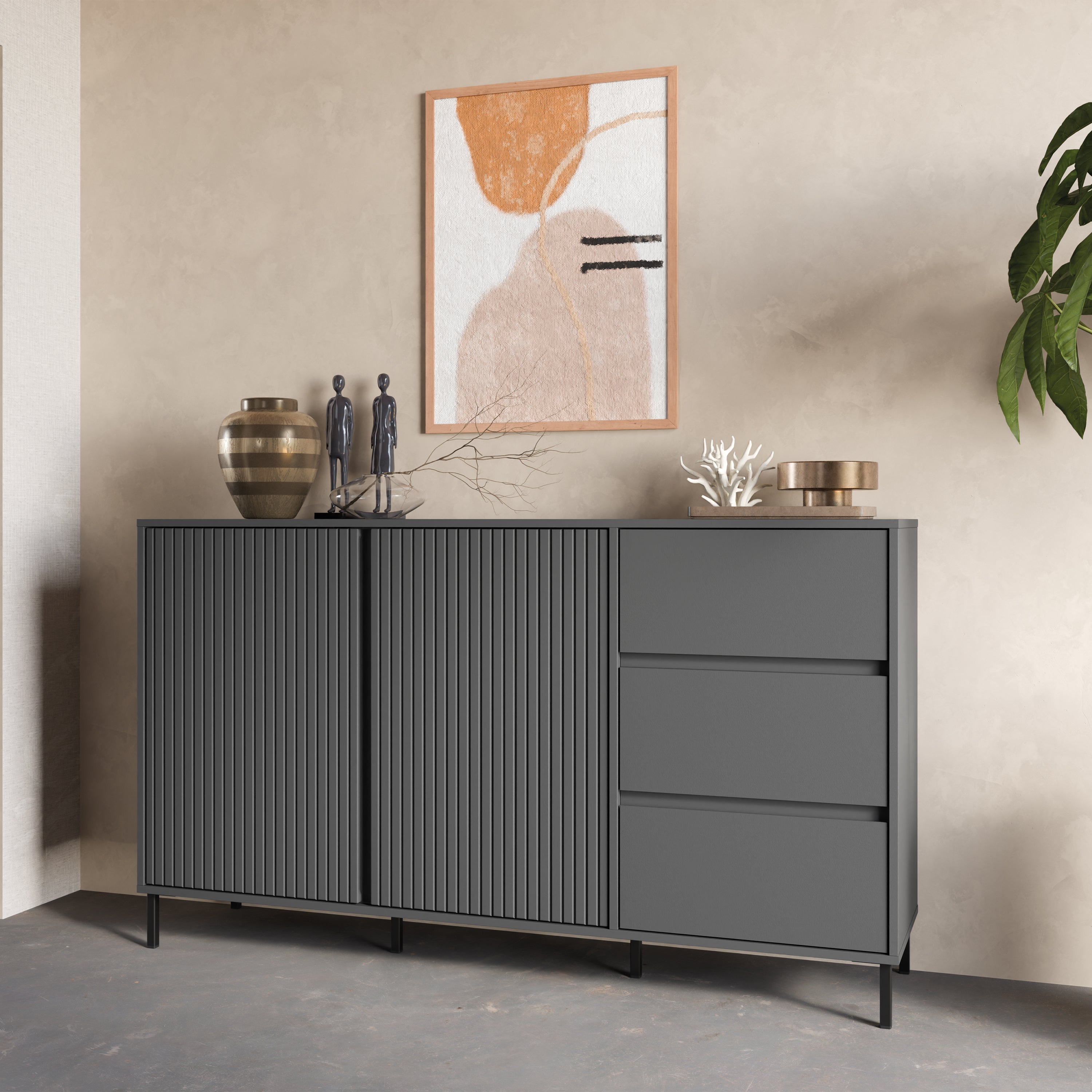 Avenale Sideboard 2 Door 3 Drawer in Anthracite