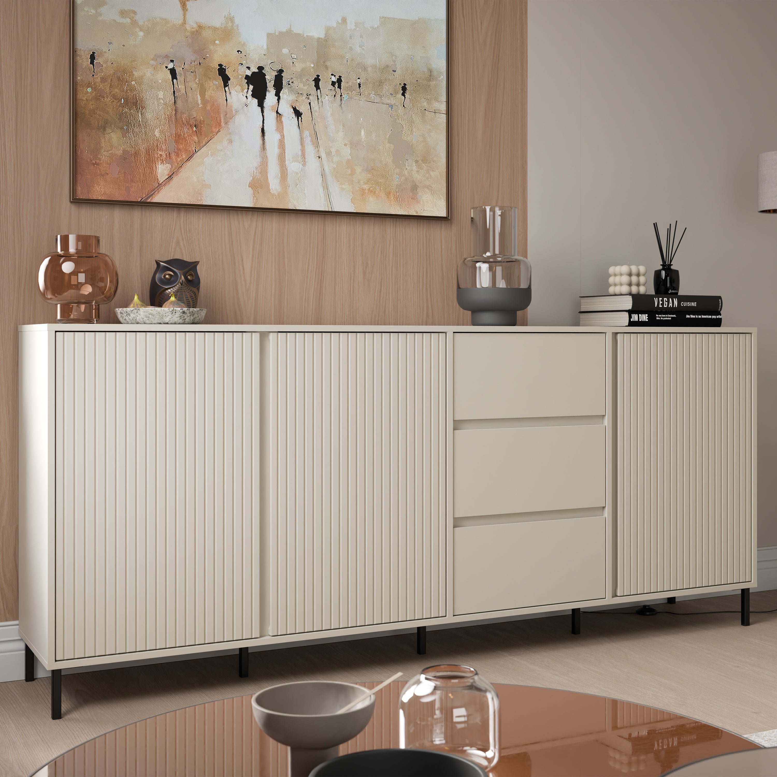 Avenale Sideboard 3 Door 3 Drawer in Cashmere