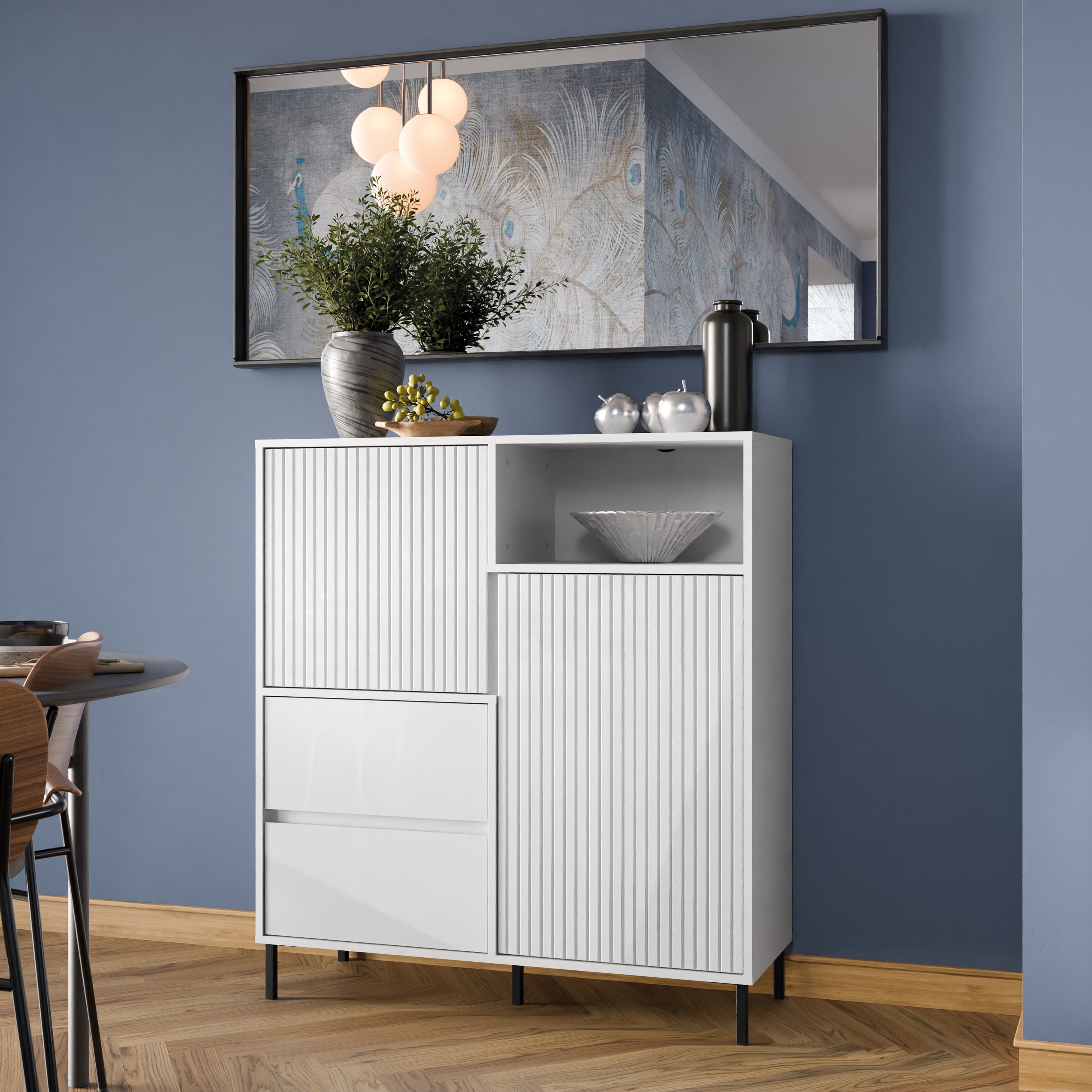 Avenale Sideboard 2 Door 2 Drawer in Alpine White High Gloss