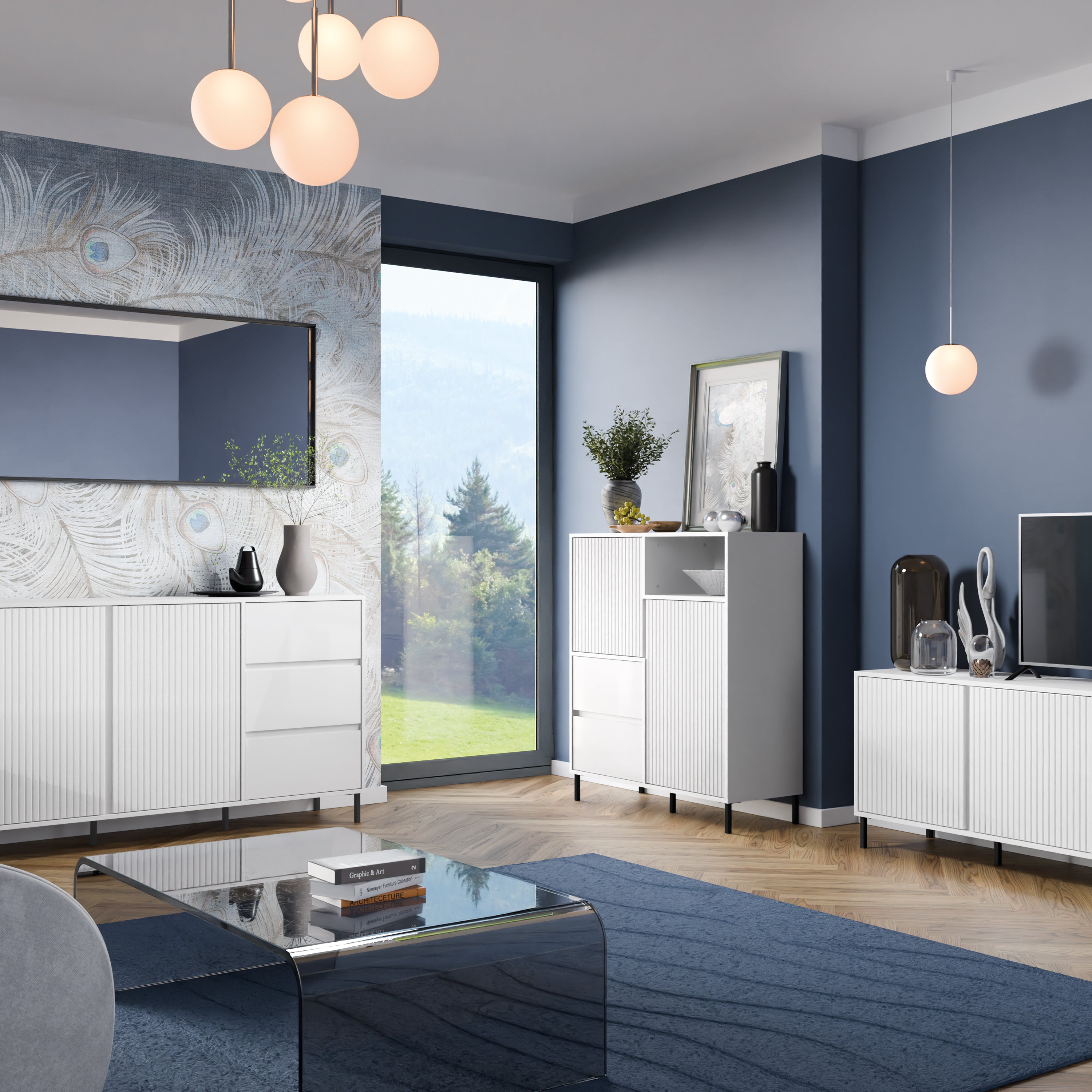 Avenale Sideboard 2 Door 2 Drawer in Alpine White High Gloss