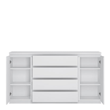 Fribo 2 Door 4 Drawer Wide Sideboard in White