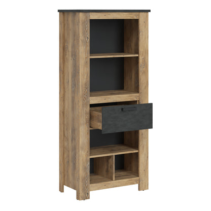 Rapallo 1 Drawer Bookcase in Chestnut and Matera Grey