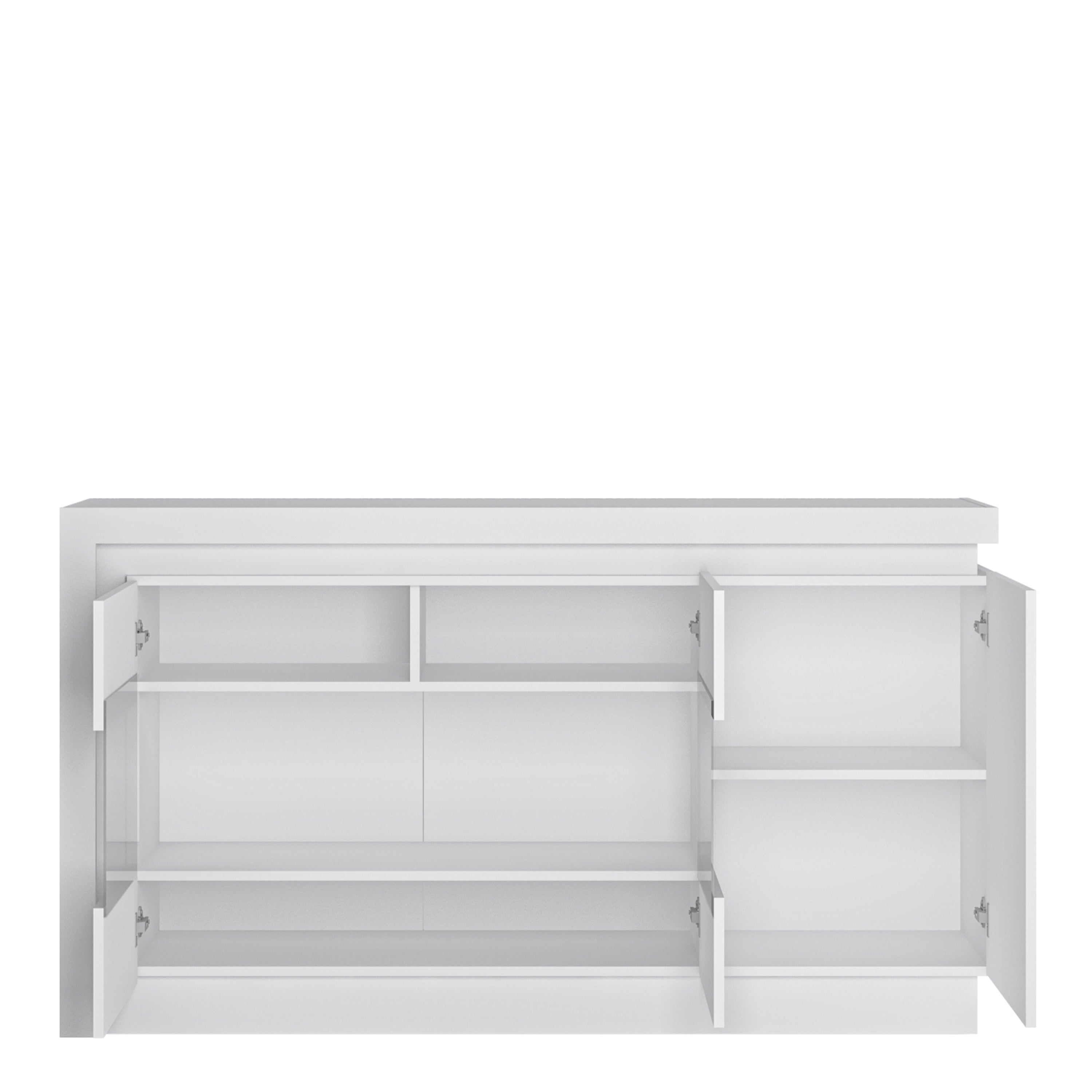 Lyon 3 Door Glazed Sideboard (including LED lighting) in White and High Gloss