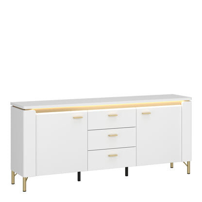 Lazio TV Cabinet 2 Door 3 Drawer in Alpine White/White Gloss
