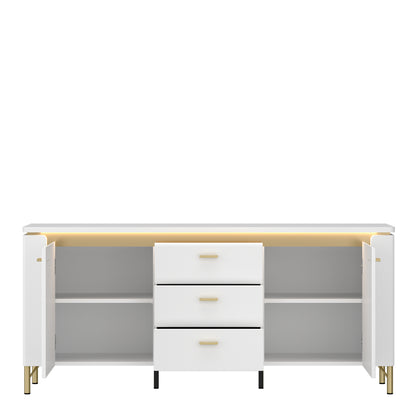 Lazio TV Cabinet 2 Door 3 Drawer in Alpine White/White Gloss