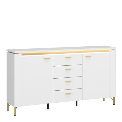 Lazio Sideboard 2 Door 4 Drawer in Alpine White/White Gloss