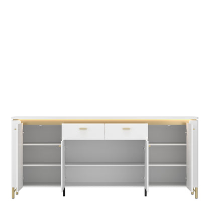 Lazio Sideboard 4 Door 2 Drawer in Alpine White/White Gloss