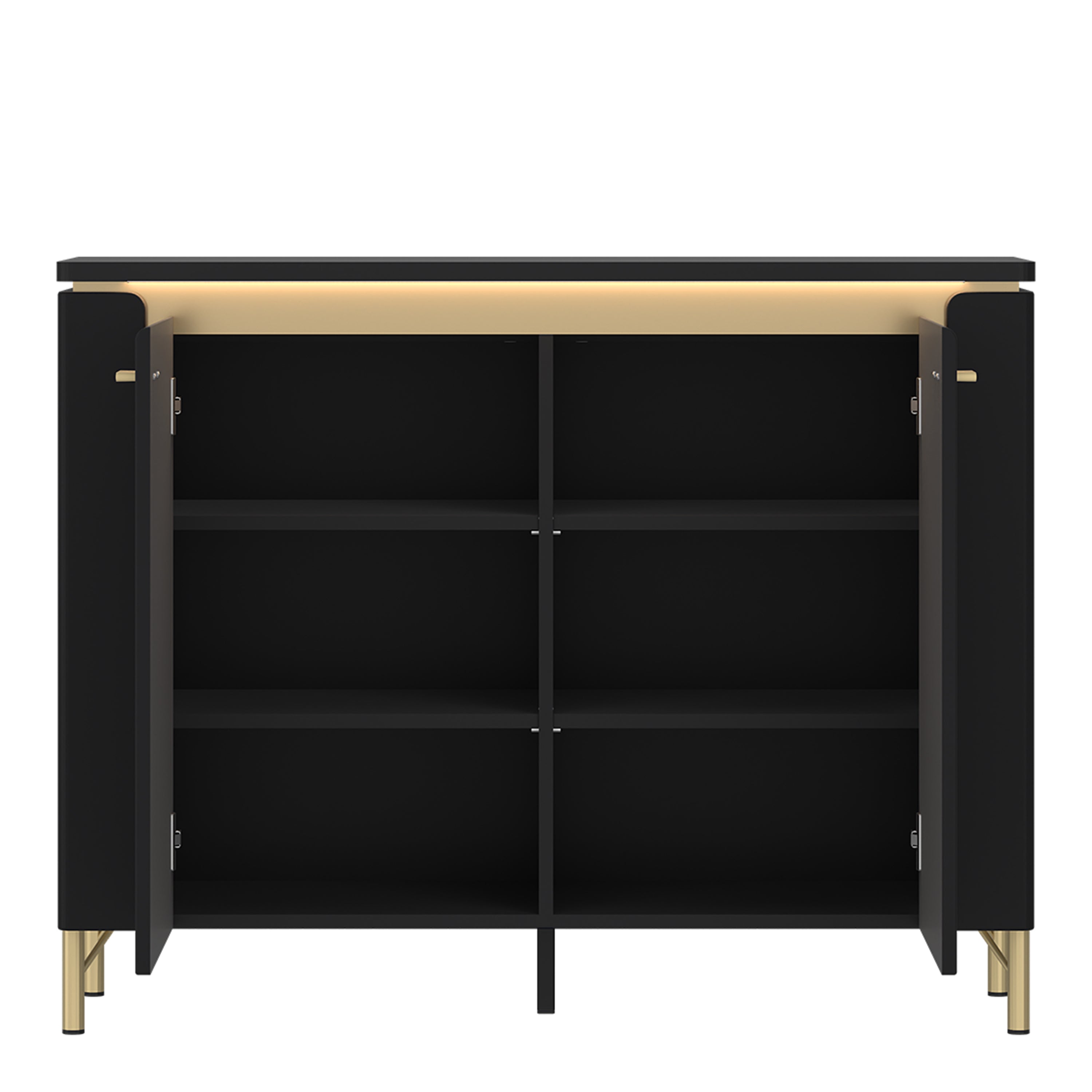 Genoa Sideboard 2 Door in Black Matt/Gold