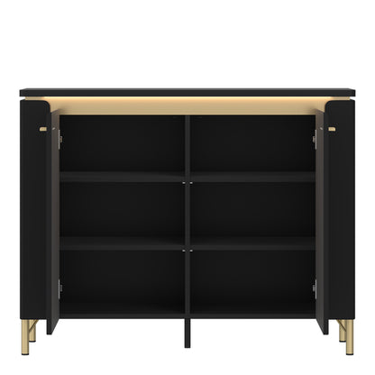 Genoa Sideboard 2 Door in Black Matt/Gold
