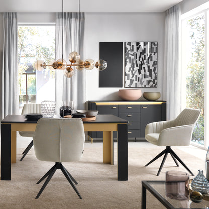 Genoa Sideboard 2 Door 4 Drawer in Black Matt/Gold