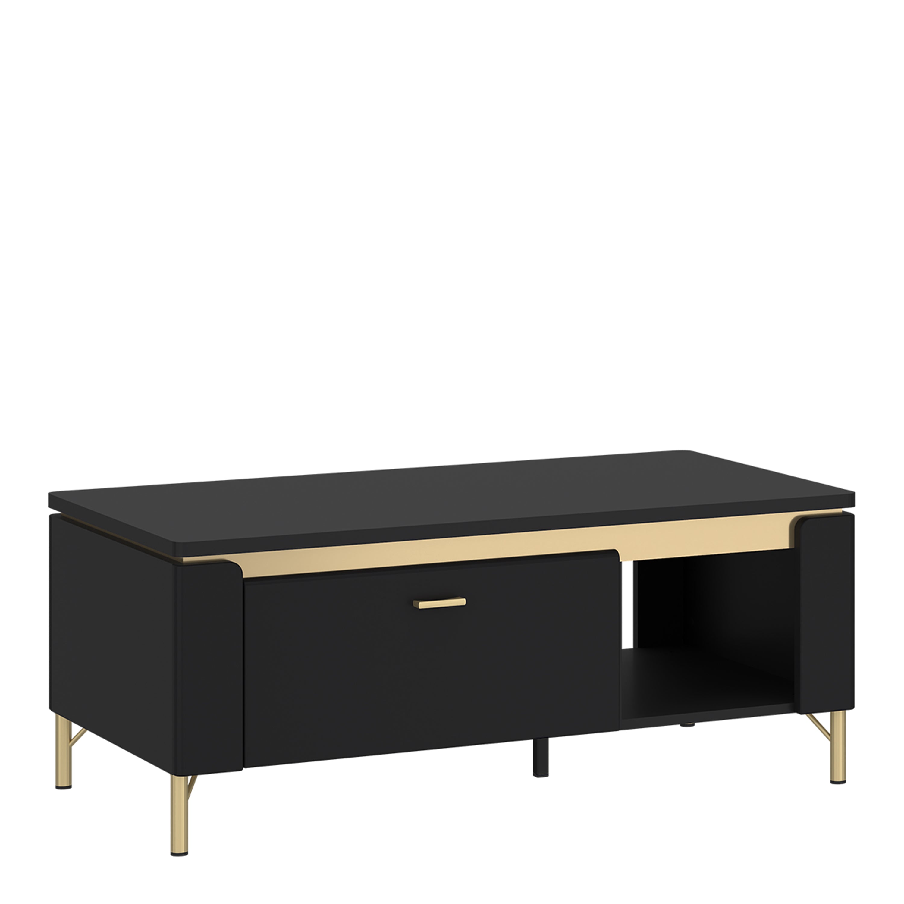 Genoa Coffee Table 1 Drawer in Black Matt/Gold
