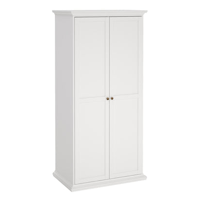 Paris Package - Bedside 2 Drawers + Chest of 4 Drawers + Wardrobe with 2 Doors White