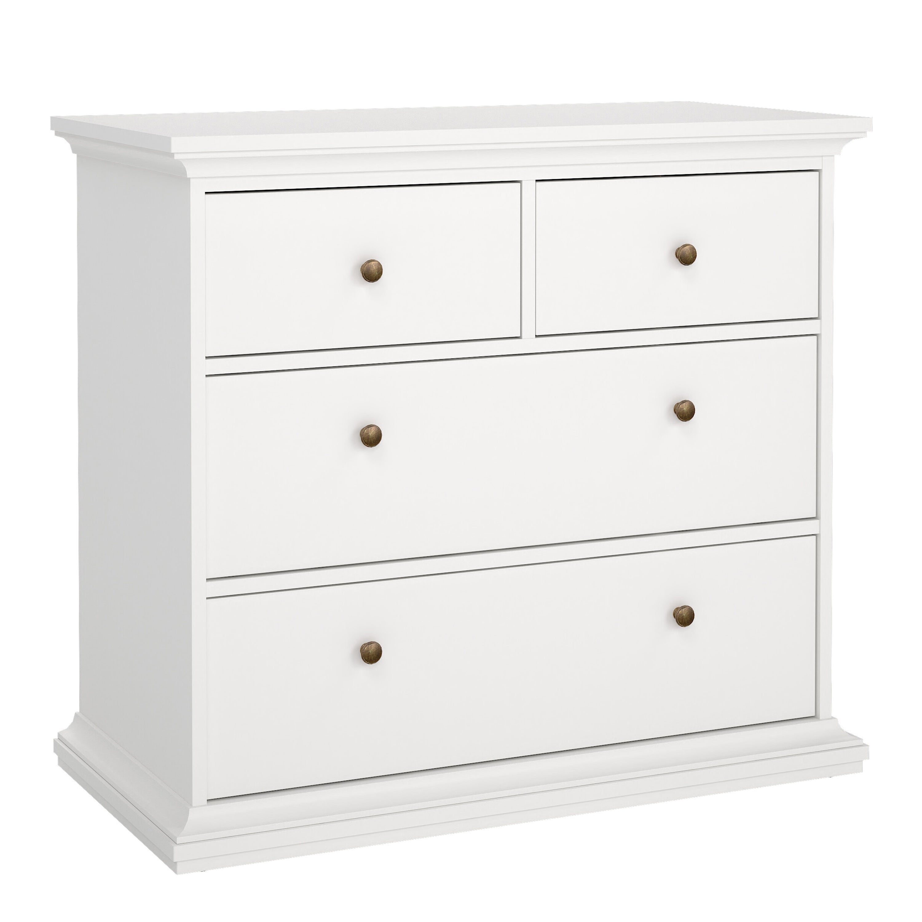 Paris Package - Bedside 2 Drawers + Chest of 4 Drawers + Wardrobe with 2 Doors White