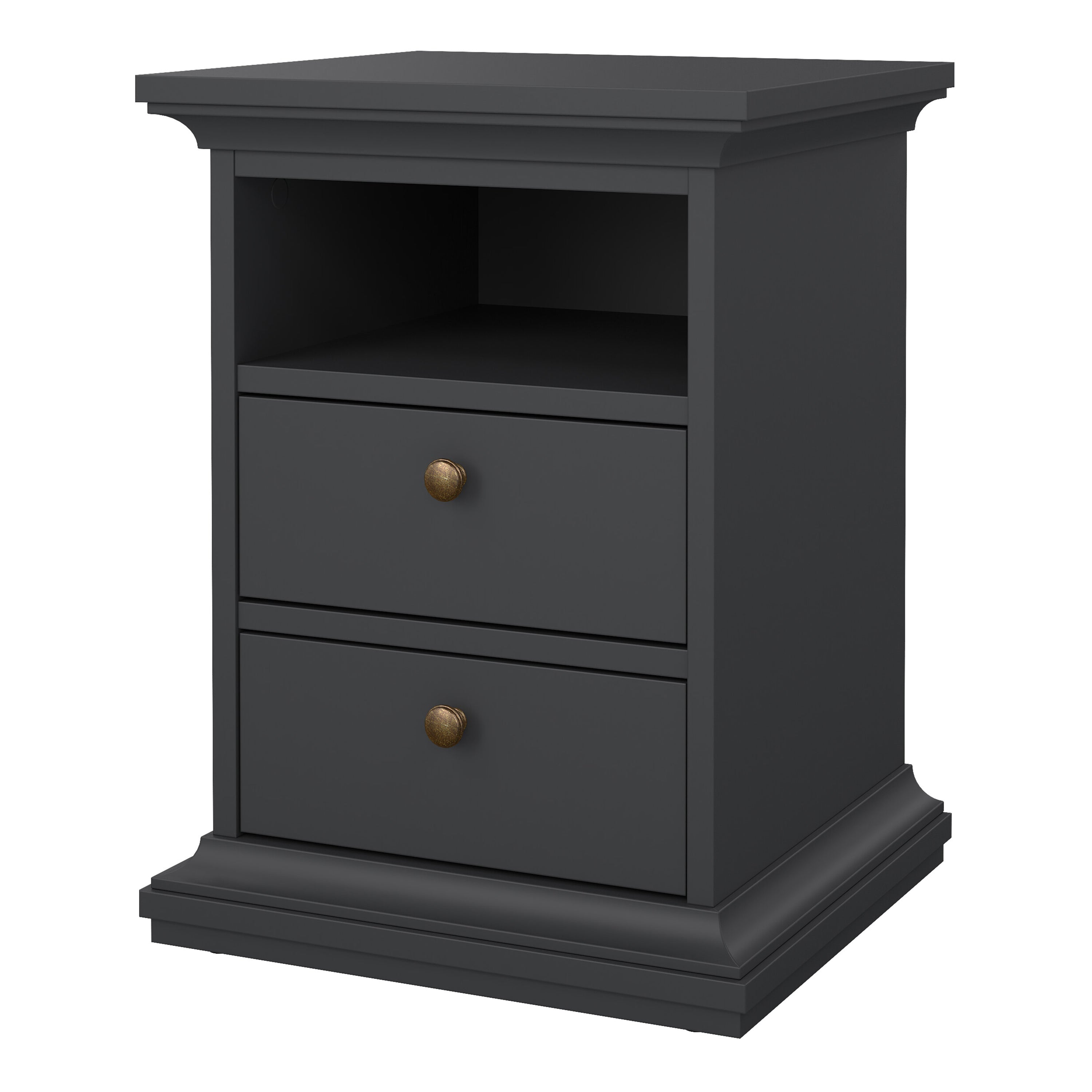 Paris Bedside 2 Drawers in Matt Grey