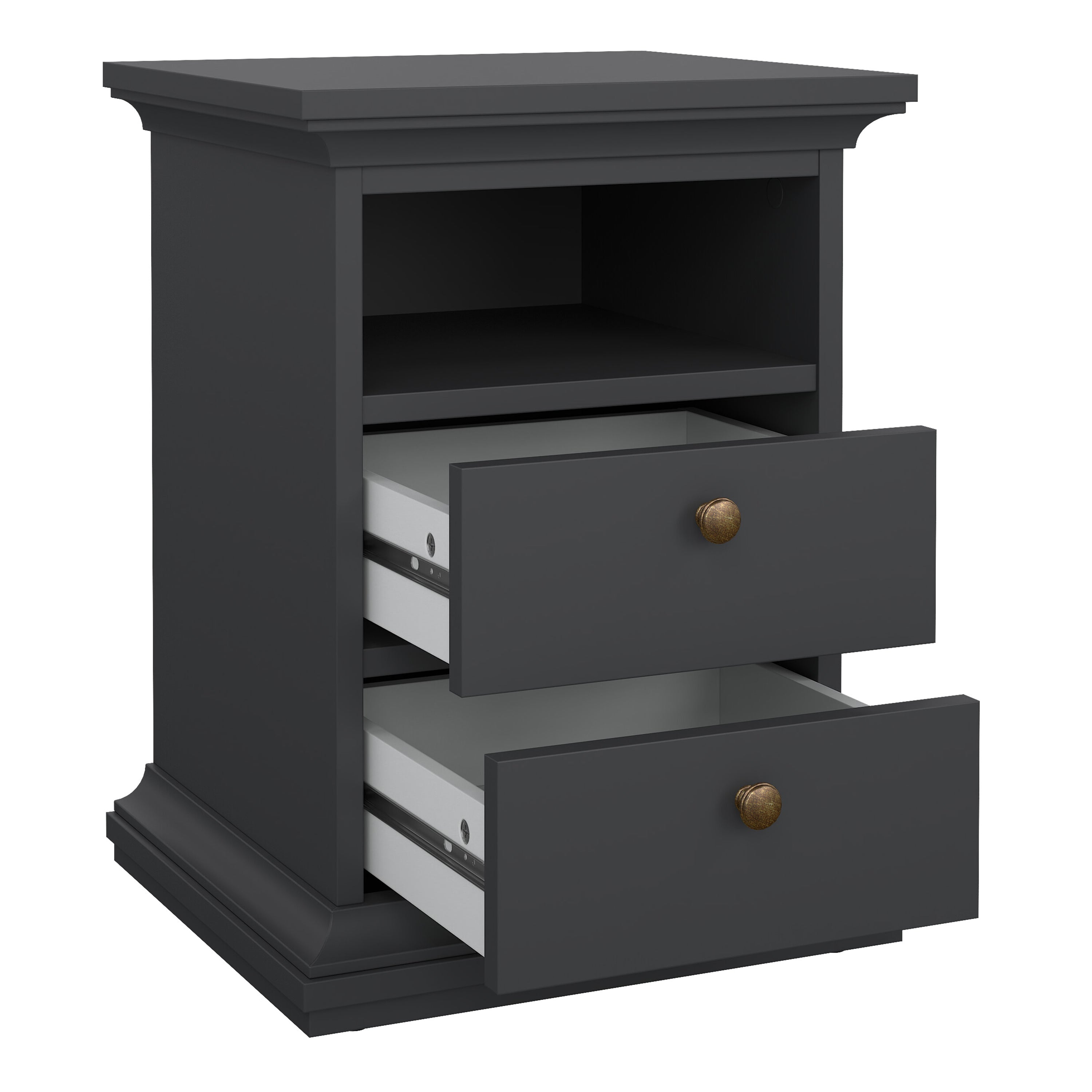 Paris Bedside 2 Drawers in Matt Grey