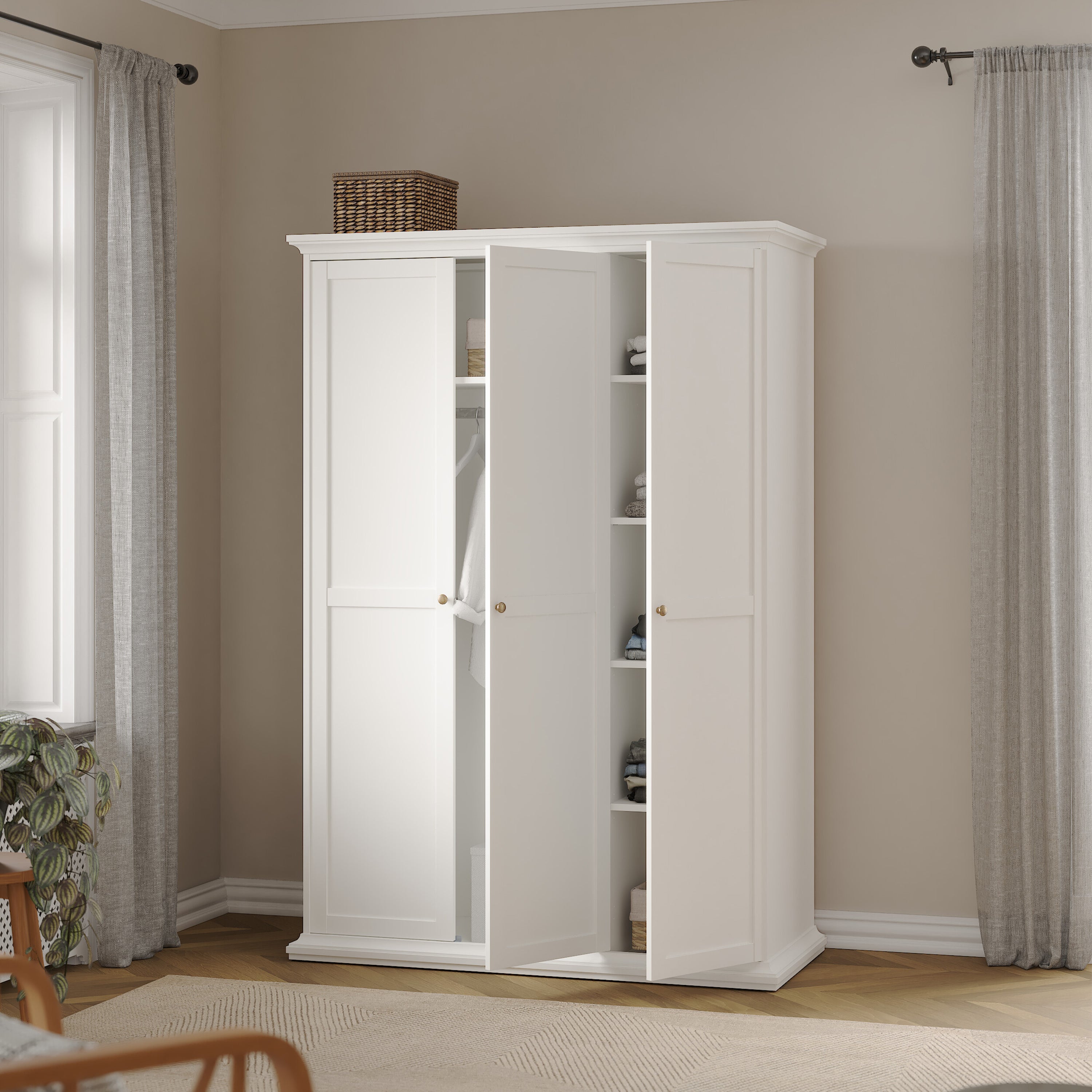 Paris Wardrobe with 3 Doors in White