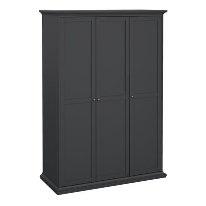 Paris Wardrobe with 3 Doors in Matt Grey