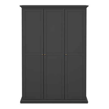 Paris Wardrobe with 3 Doors in Matt Grey