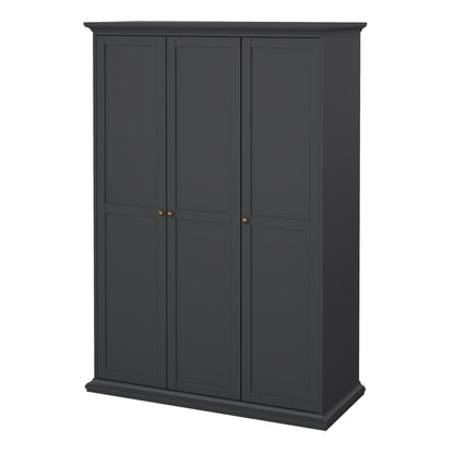 Paris Wardrobe with 3 Doors in Matt Grey