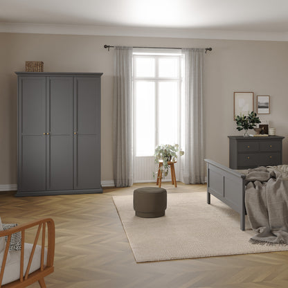 Paris Wardrobe with 3 Doors in Matt Grey