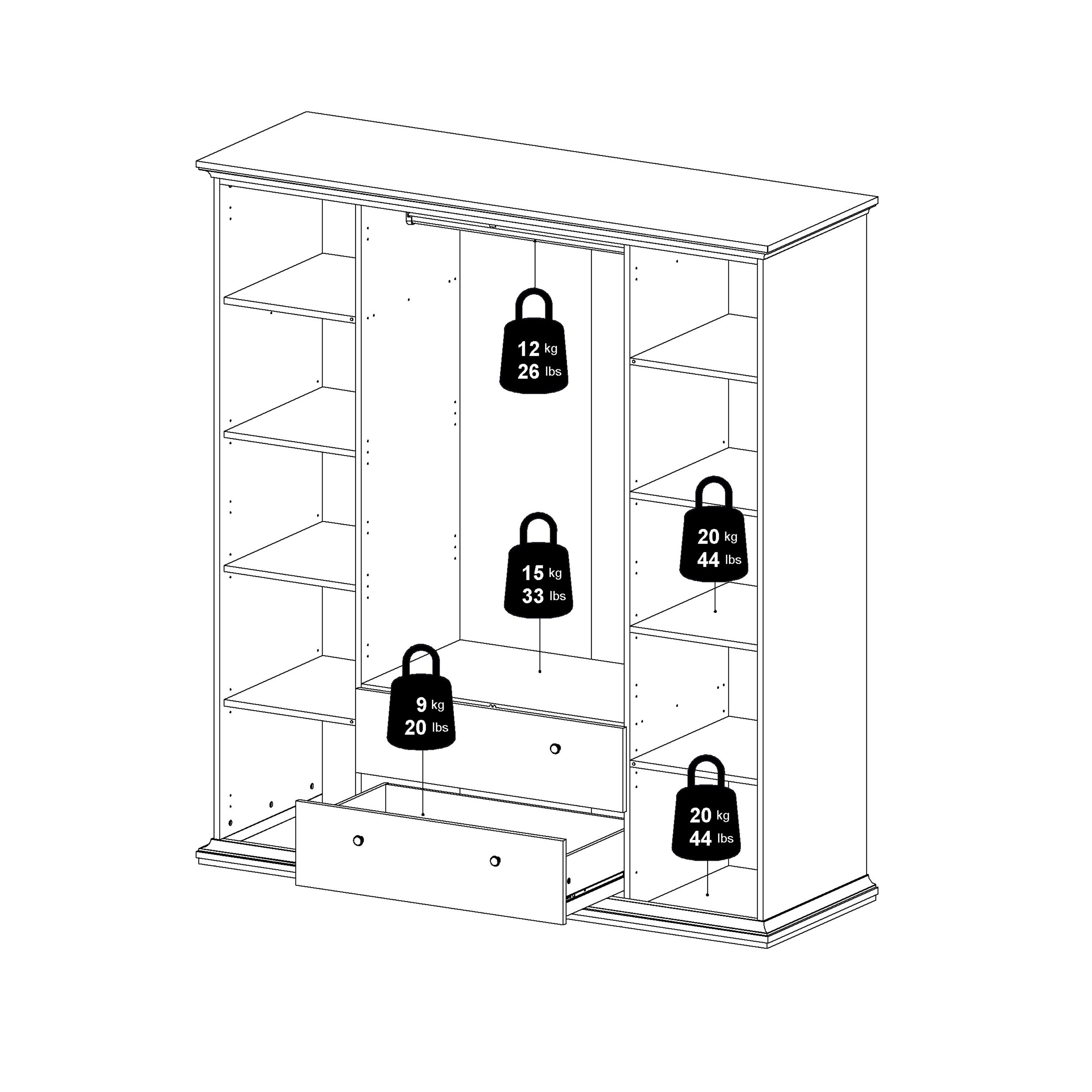 Paris TV-unit 2 frame Doors in Matt Grey