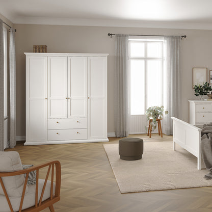 Paris Wardrobe with 4 Doors and 2 Drawers in White
